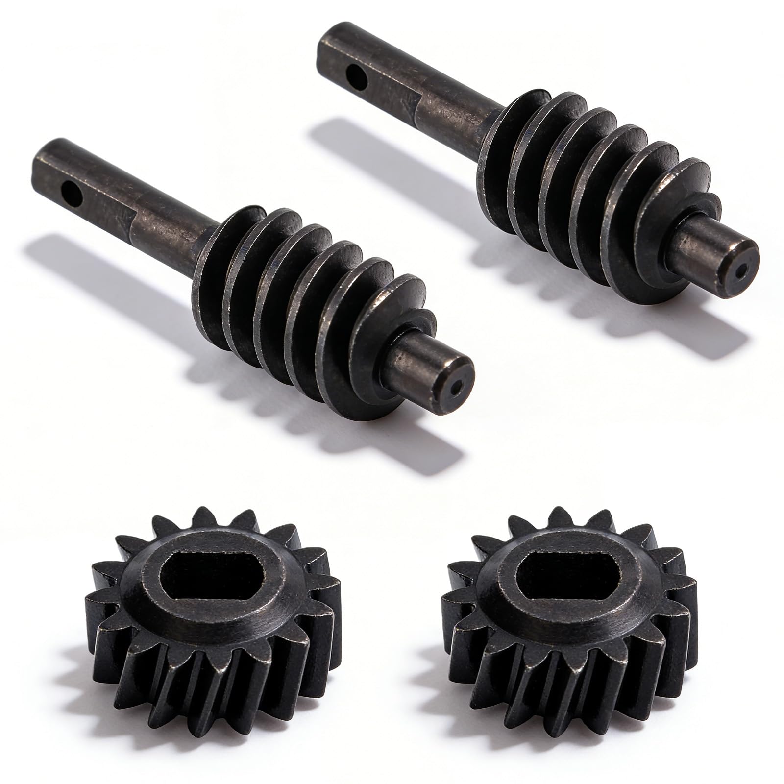2 Sets of Rear Differential Worm Gear Set for Axial SCX30 1/30 RC Crawler Upgrades, Black Metal Rear Differential Upgrade Parts(2/14T, Overdrive 14%)