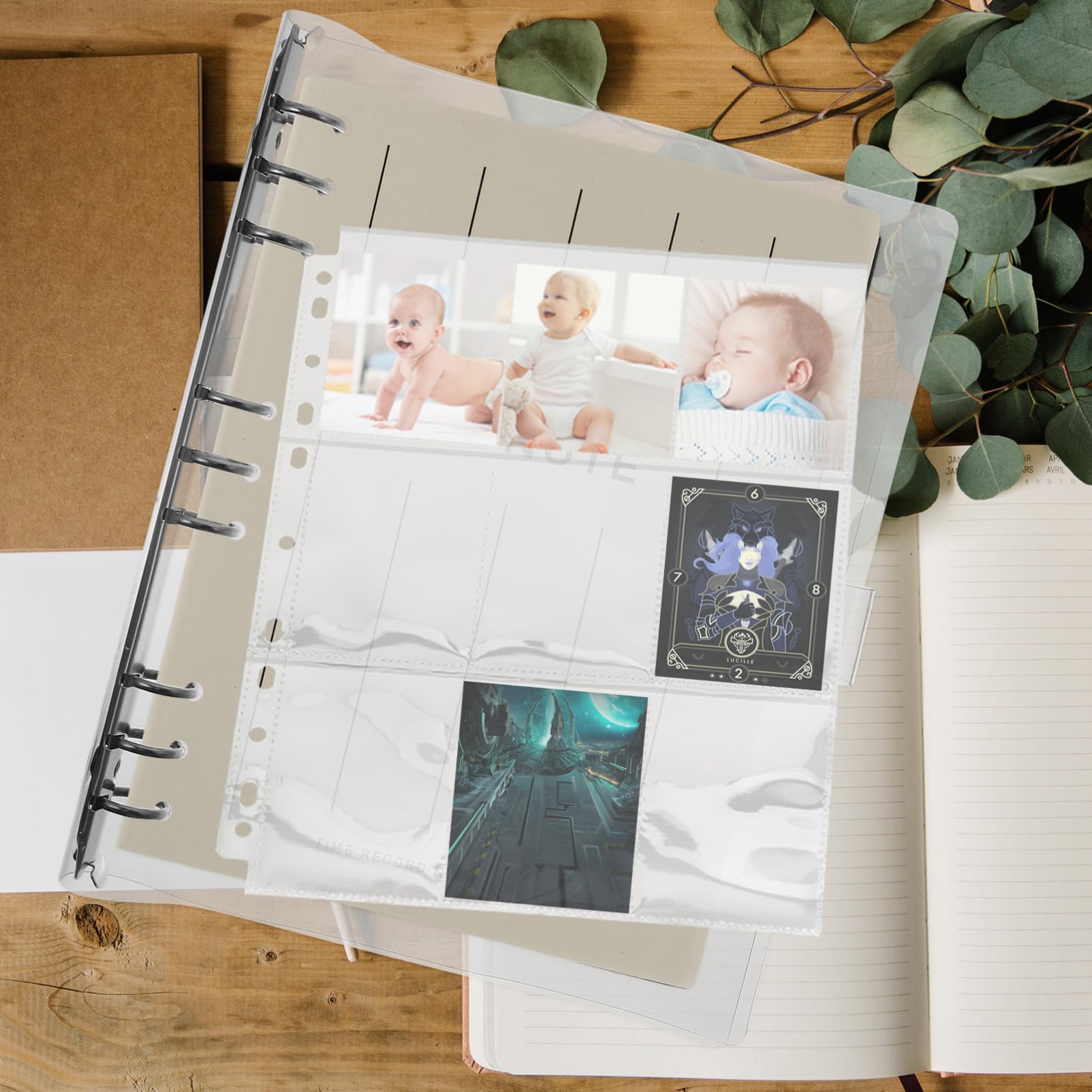 Abaodam 50 Pagine Porta Carte in Pvc, 9 Tasche per Foglio, Trasparenti, per Carte Collezionabili e Foto, Protezione per Raccoglitori
