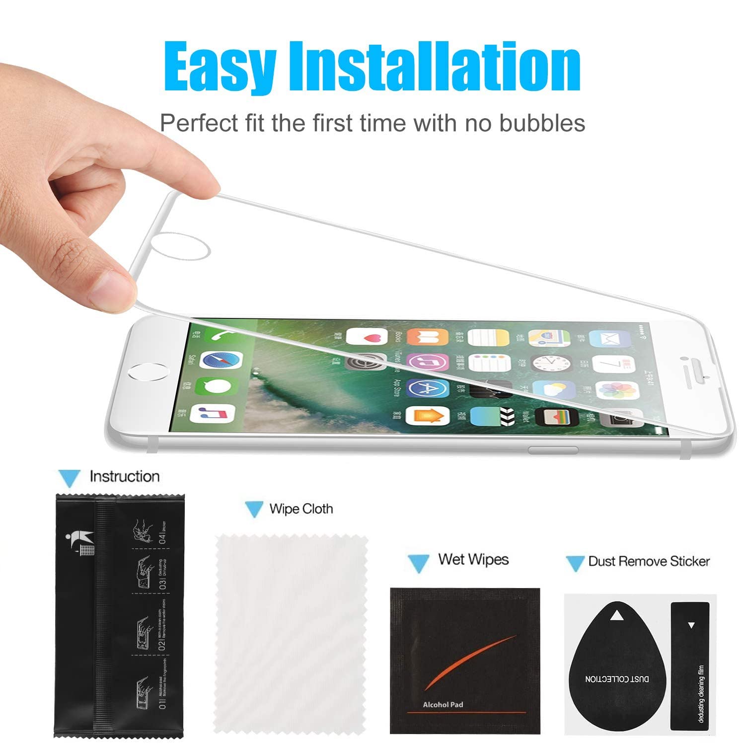 KAL-Verre Trempé Pour Iphone 6 Plus/6S Plus/7 Plus/8 Plus  Lot De 2 Film Protection Ecran Compatible Avec Iphone 6 Plus 6s Plus 7 Plus 8 Plus 0 33mm Durete 9h Anti Rayures Sans Bulles