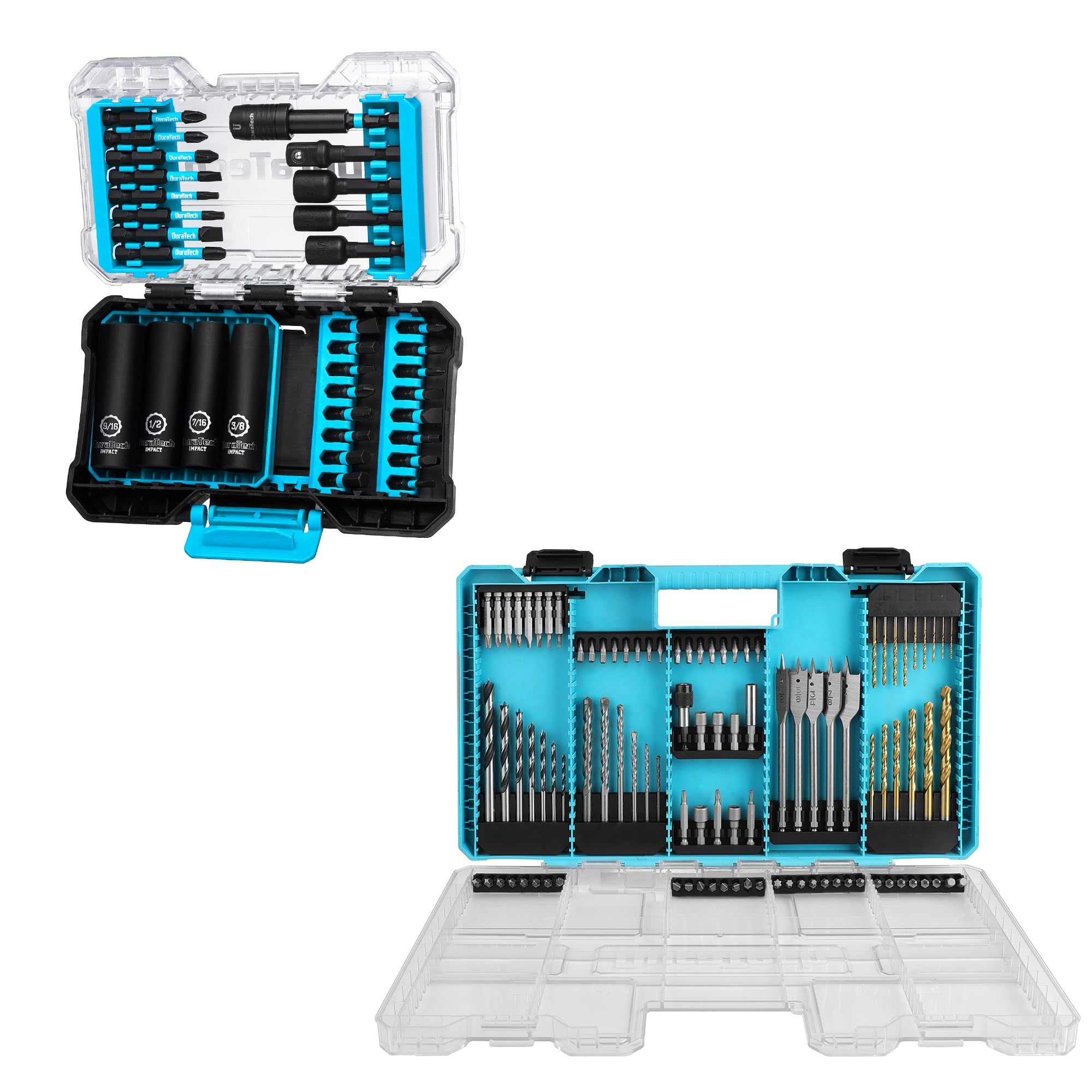 DuraTech 99 Pcs Drill Bit Set & 33 Pcs Impact Screwdriver Bit Socket Set