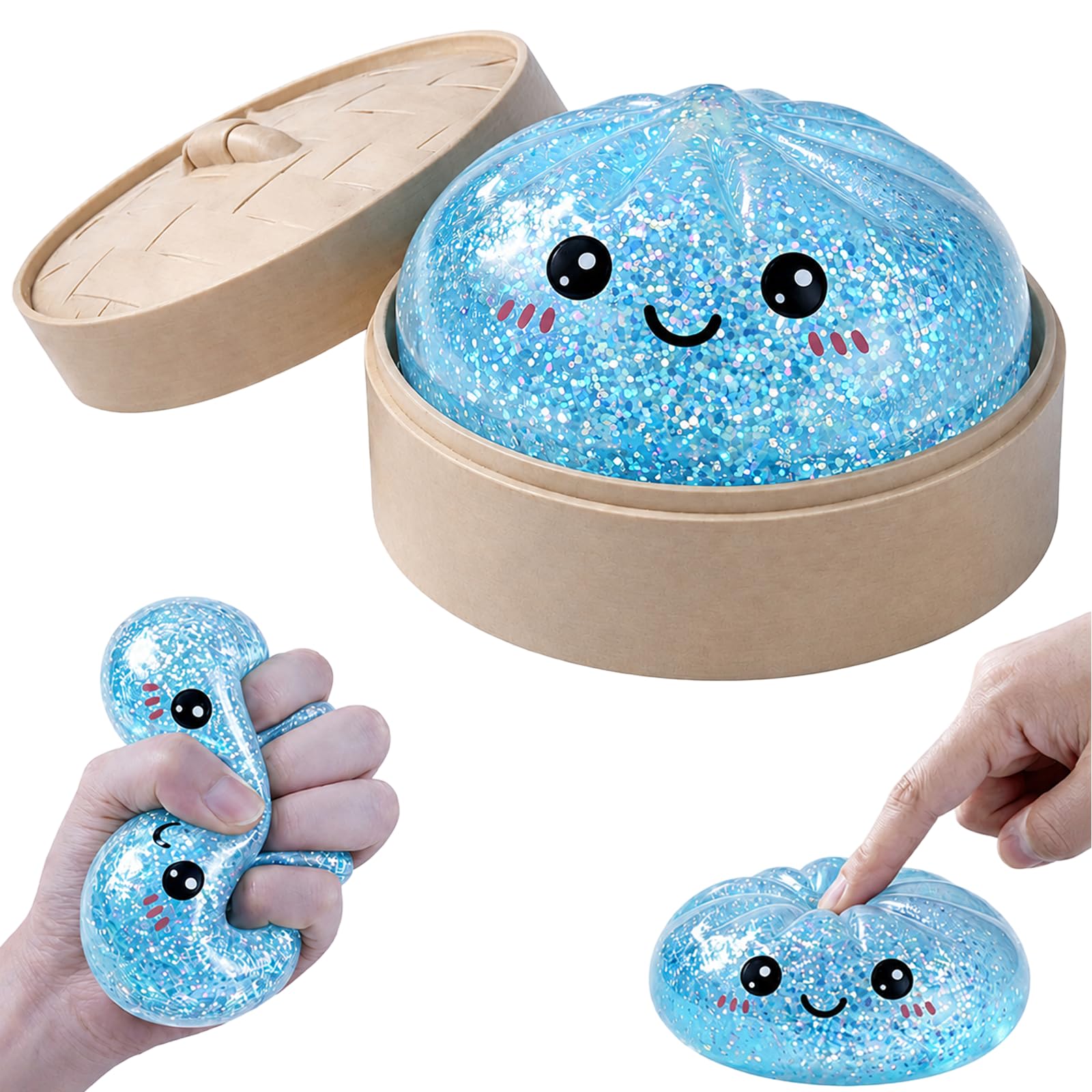 Dumpling Bao Squishy Toy, Glitter Giant Dumplings Squishys Fidget Toys, Squeeze Fidgets for Kids and Adults, Sensory Toys Stress Balls for Anxiety Relief — image 1