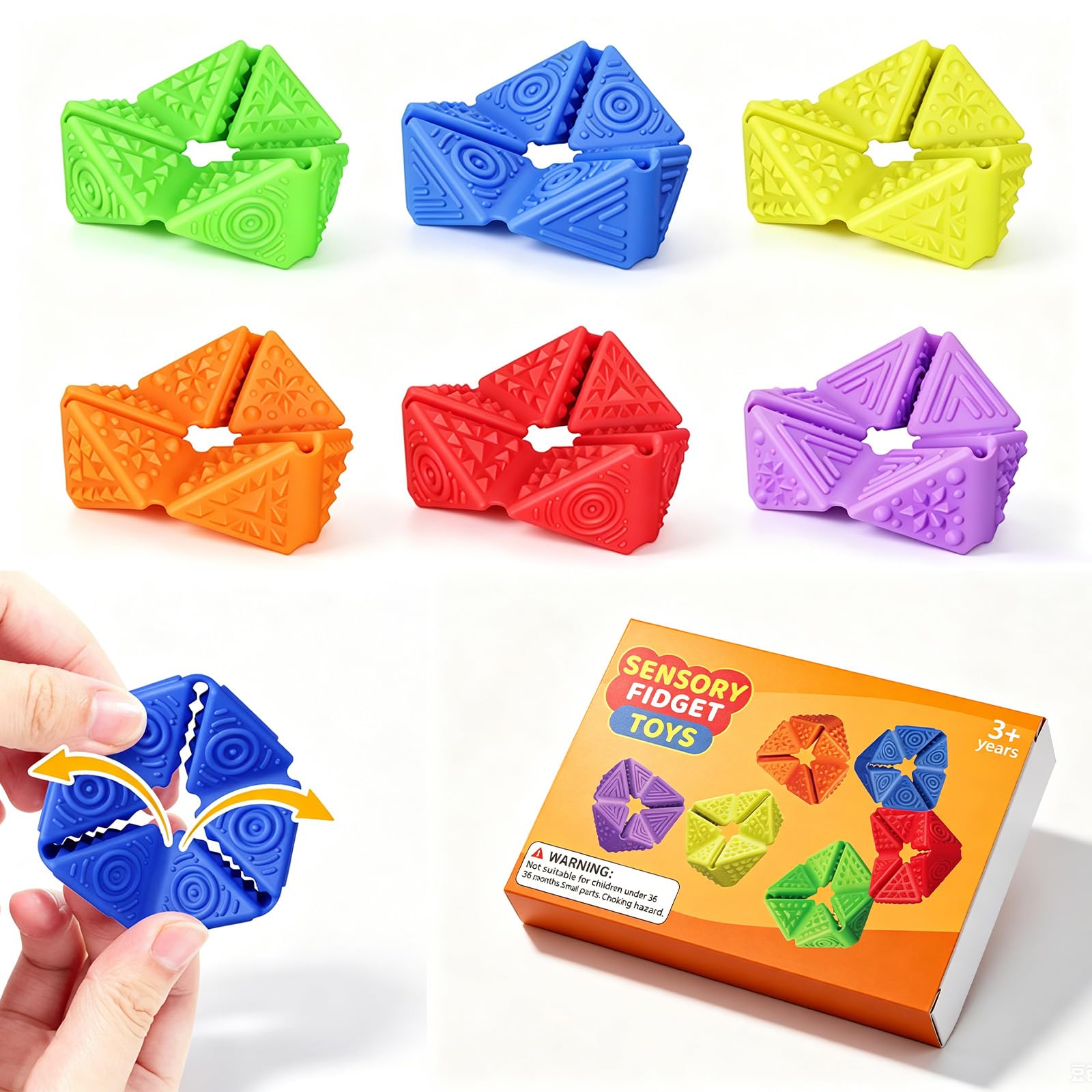 Quiet Textures Sensory Flip Cube, Colourful Flip Fidget Stress Relief Toy
