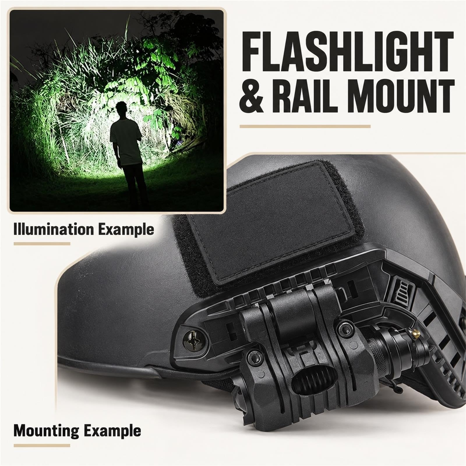 Set Casco Tipo PJ con Cuffie Occhiali Luce Segnale e Torcia