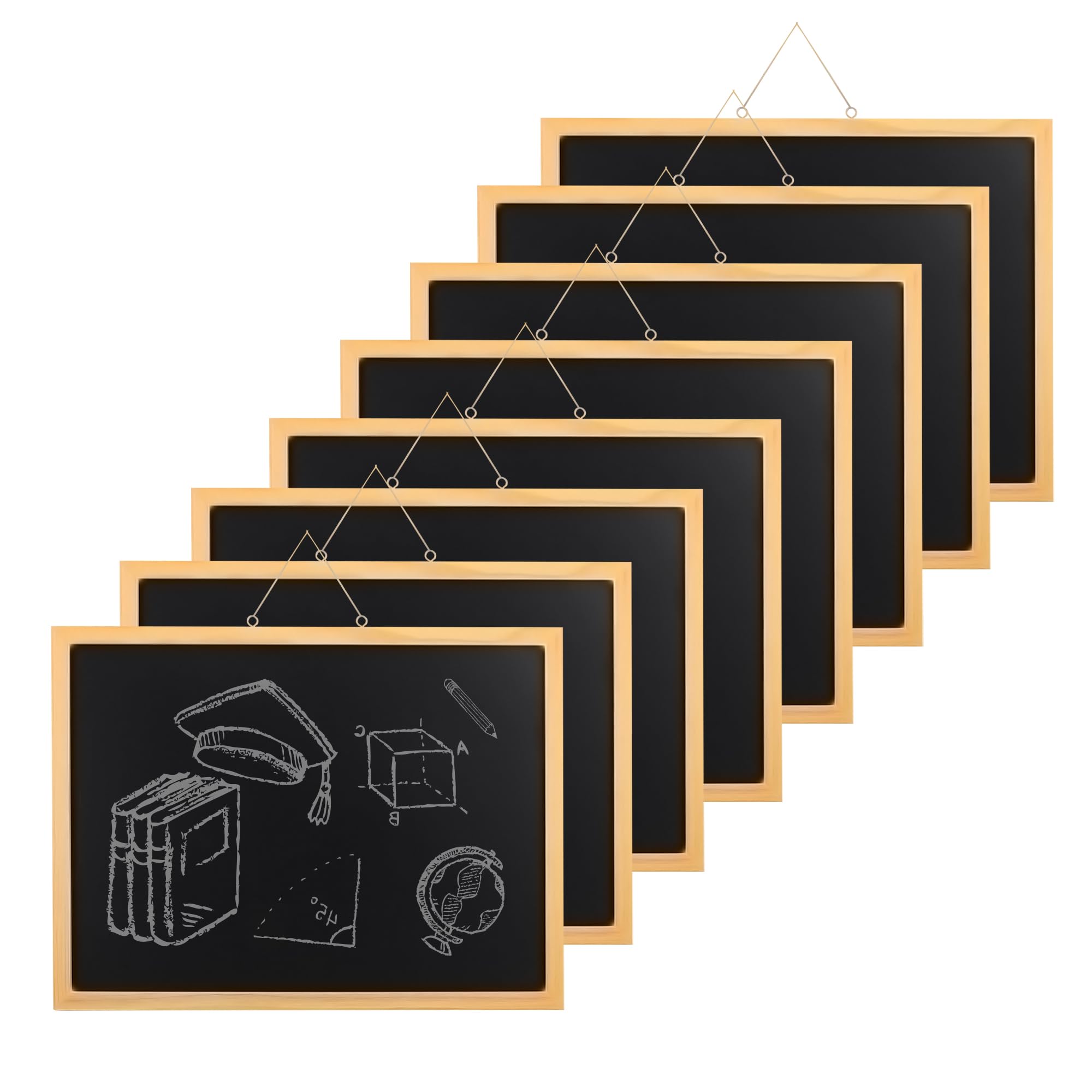 YKUKIZEE 8 Pack A4 Hanging Chalkboards with String, A4 Hanging Blackboards, Menu Chalkboard for Wall Notice Memo Bulletin Message Kitchen Restaurant Door