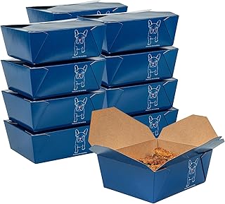 Restaurantware Paper Food Box 50 Count 45 Oz Leakproof Paper Lunch Box Greaseproof Food Container Tab-Lock Design 6.73 x 5.5 x 2.6 Inches Blue