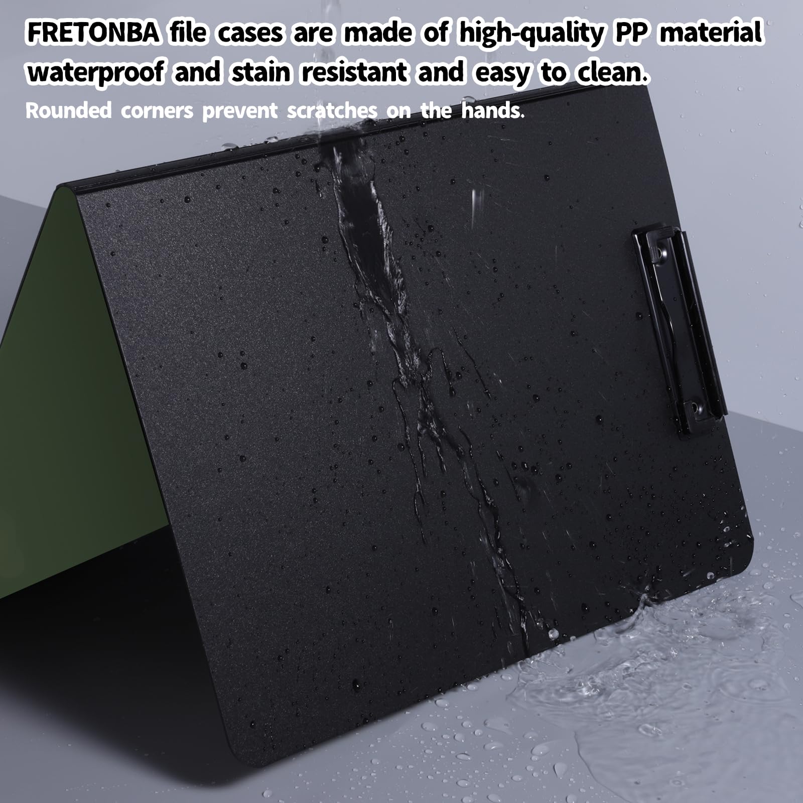 FRETONBA Portapapeles A4, portapapeles con tapa, carpeta con 2 pinzas, para oficina, construcción, escuela, color verde