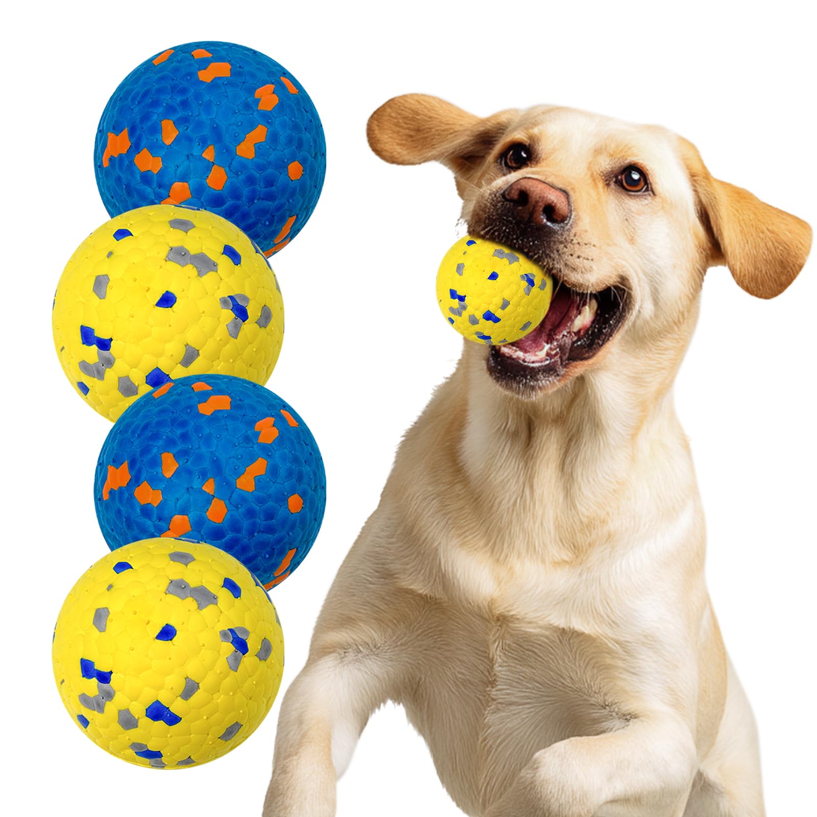 Vannon 4 Pack Dog Balls Interactive Dog Tennis Balls Indestructible Dog Teething Chew Toys for Aggressive Chewers Dog