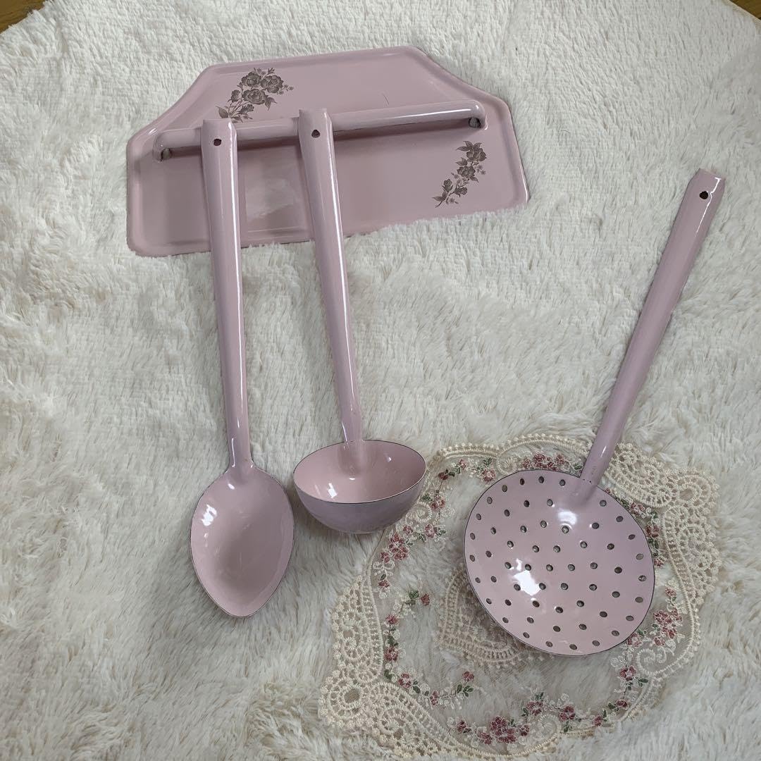 【レア】協和工業　ホーローレードルラック&レードルセット　ピンク Amazon.co.jp: 協和工業 ホーローレードルラックレードルセット