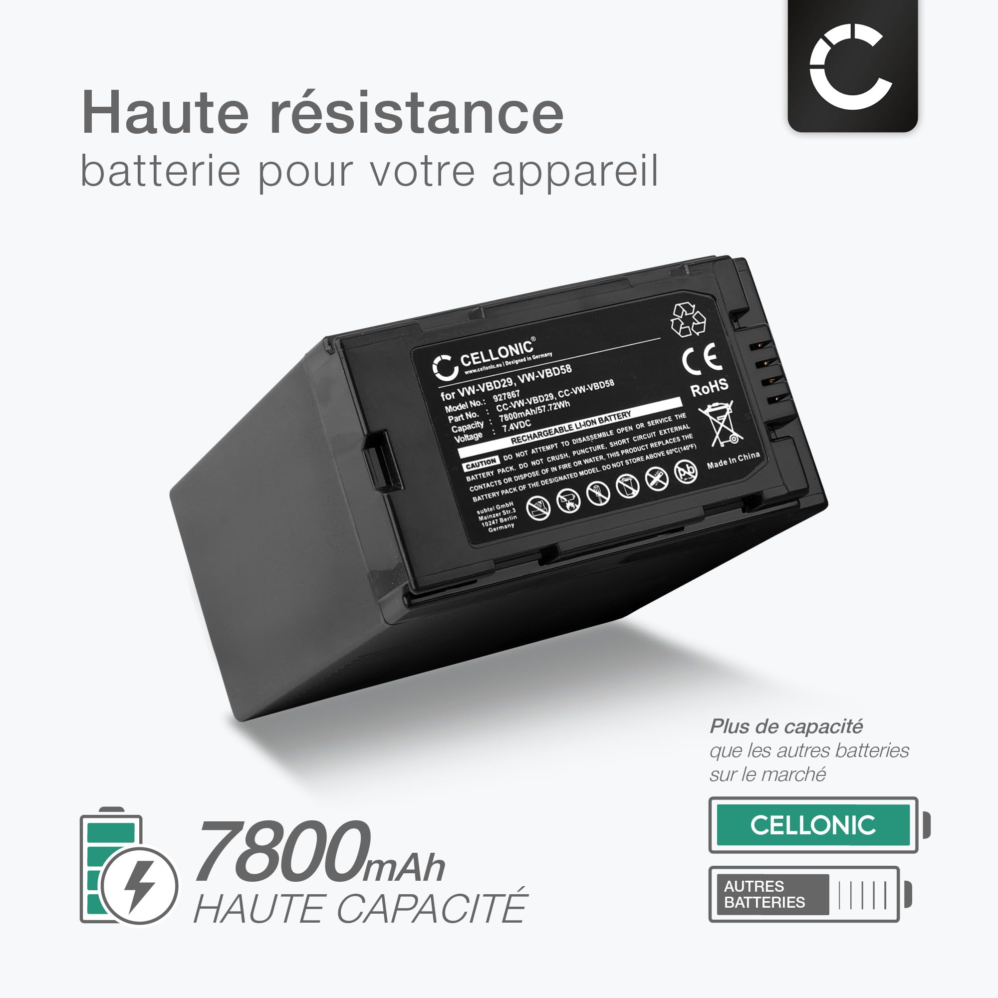 CELLONIC 2X Batterie Compatible avec Panasonic AG-3DA1, AJ-PX230, AG-VBR118