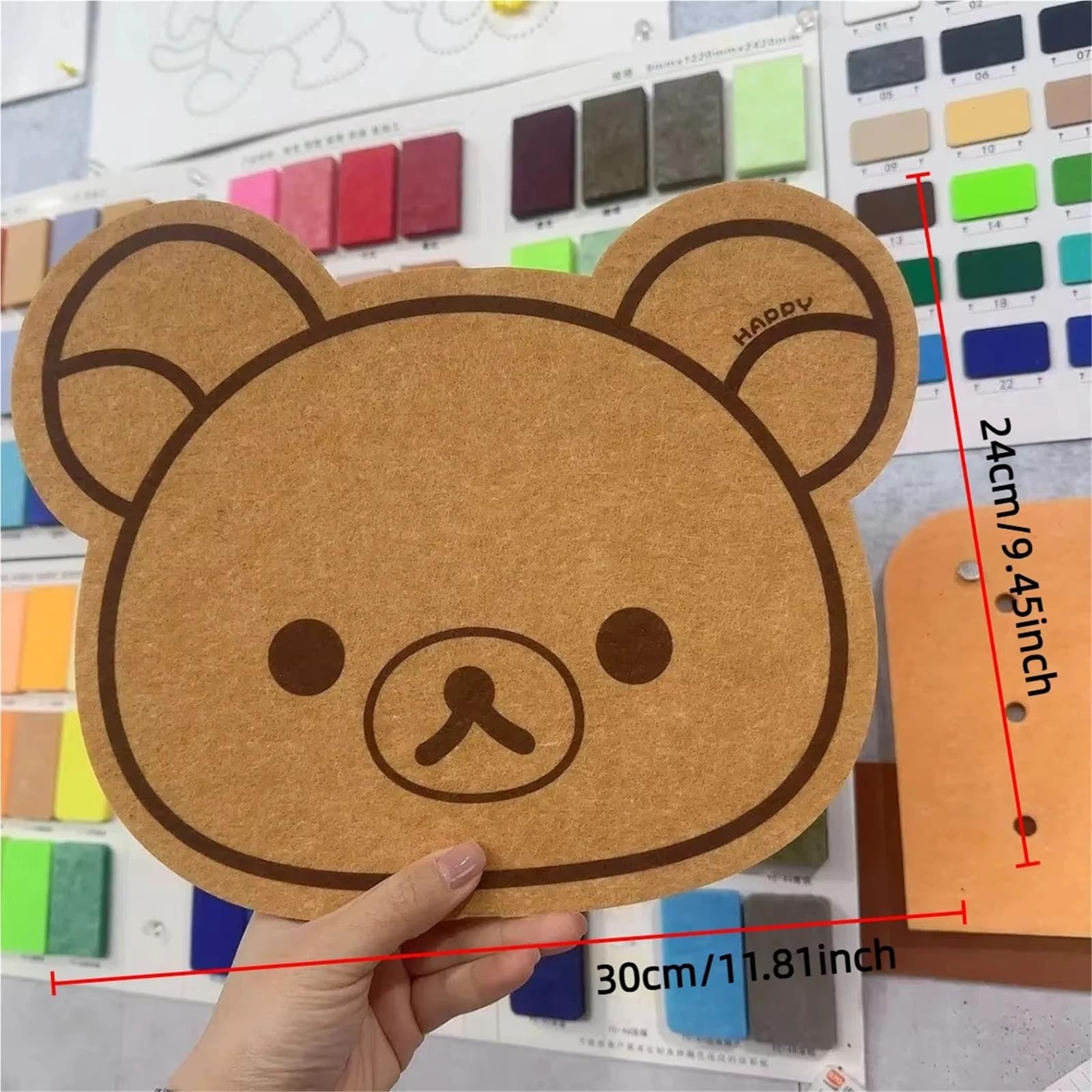 Fieltro Adhesivo Adhesivo de Fieltro con diseño Oso for decoración Pared | Cartel casero de tablero de fieltro de dibujos animados for decoración de habitaciones de niños