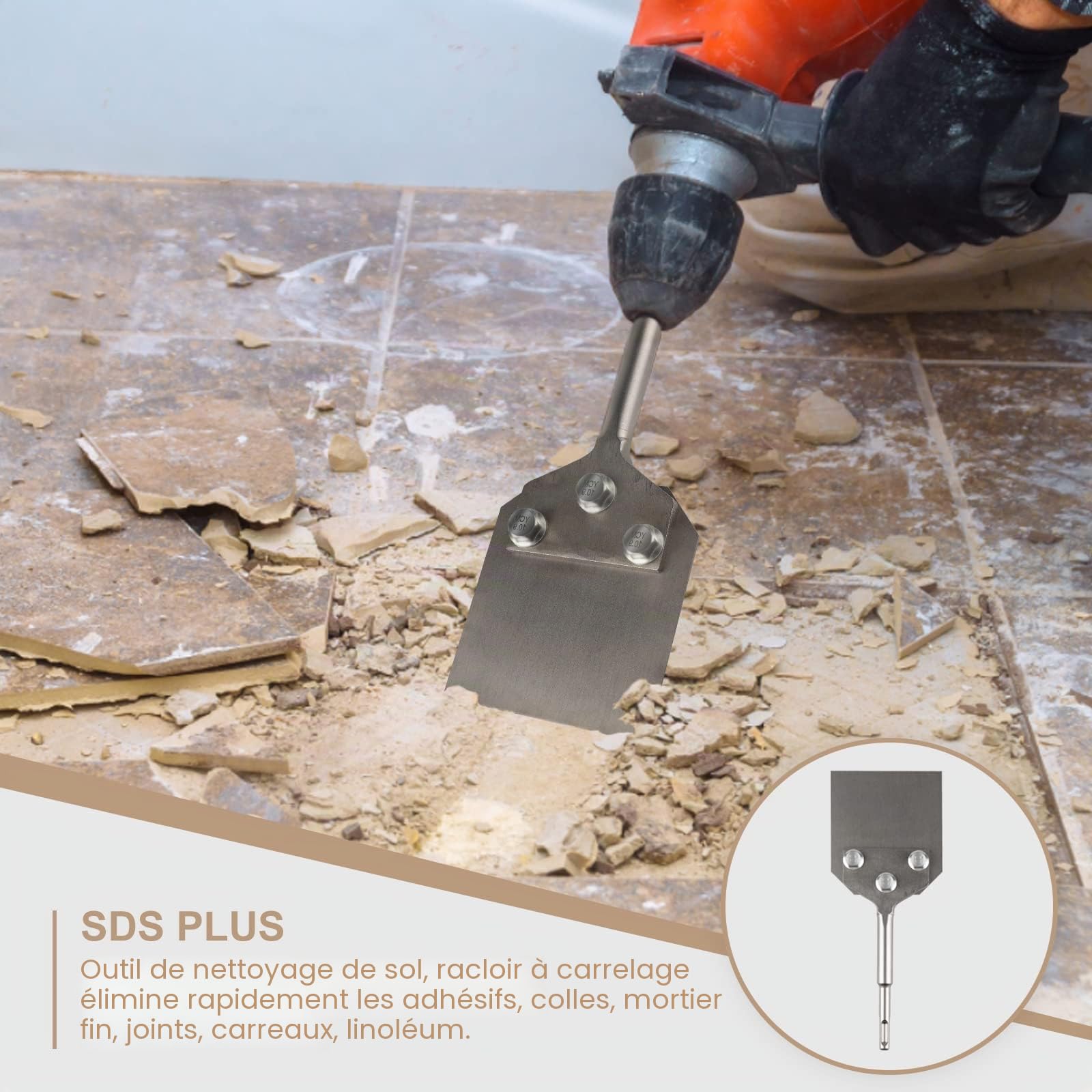 CPROSP SDS plus Burin à Spatule 250 x 100mm avec Kit de Remplacement, pour Enlever des Revêtements de Sol et des Revêtements en Combinaison avec des Appareils de Démolition