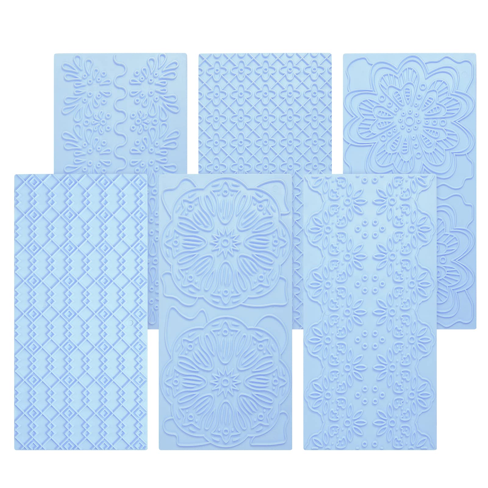 Grosun6 Packs Fondant Molds Fondant Impression Mat Mold Set Fondant Molds for Cake Decorating