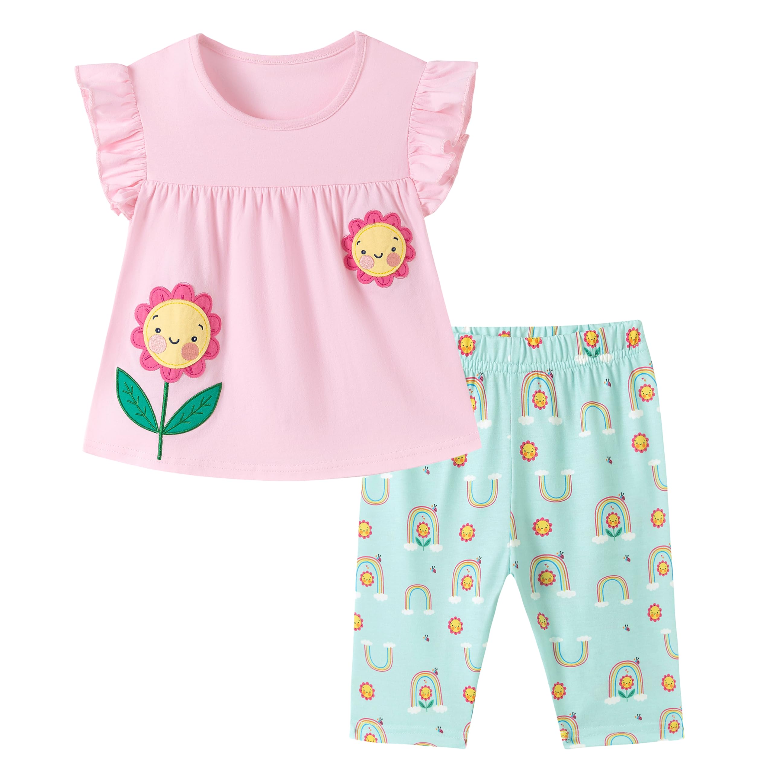 Mädchen Sommer Bekleidungsset Kleinkinder T-Shirt kurze Hose Set Einhorn Kaninchen Schmetterling Tänzer Kleidung Set Kinder 2 Piece Set Größe 92 98 104 110 116 122