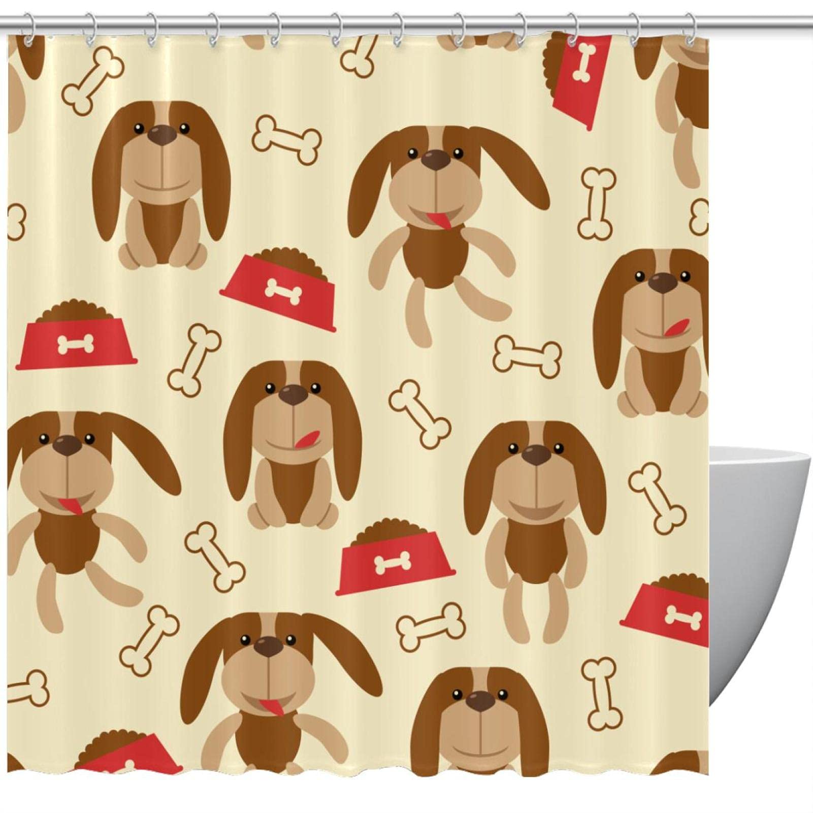 Rideau de douche 183 x 183 cm imprimé chien pour baignoire