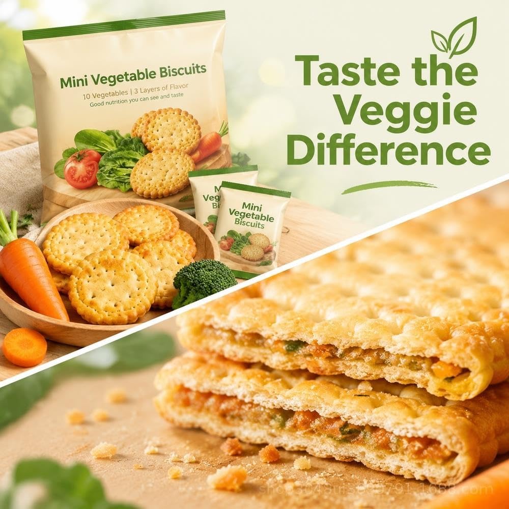 Mini galletas vegetales, snack crujiente al horno, 225 g*2