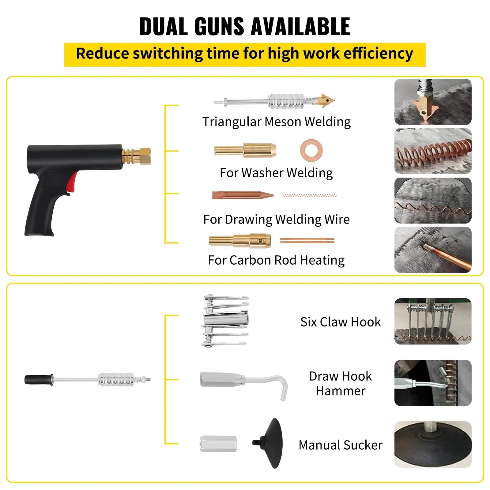 Soldador Para Puntos, Reparación Chapa Metálica Coche Para 2 Pistolas Soldadura, Máquina Soldadura Para Puntos 6 Modos Para Pantalla LCD Soldadores