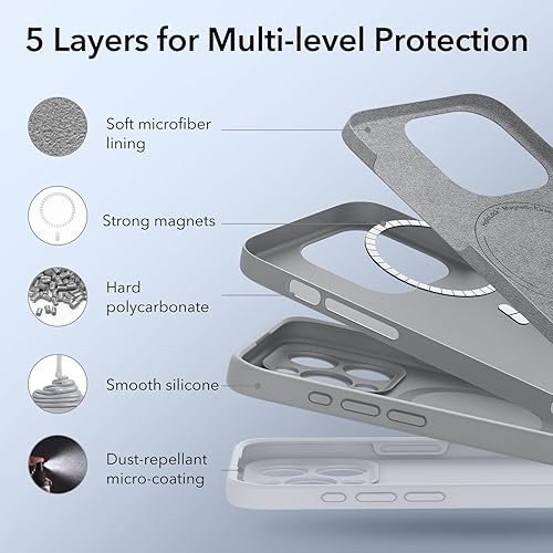 Vista 45 de ESR Funda para iPhone 15 Pro Max, compatible con MagSafe, de grado militar, negro transparente