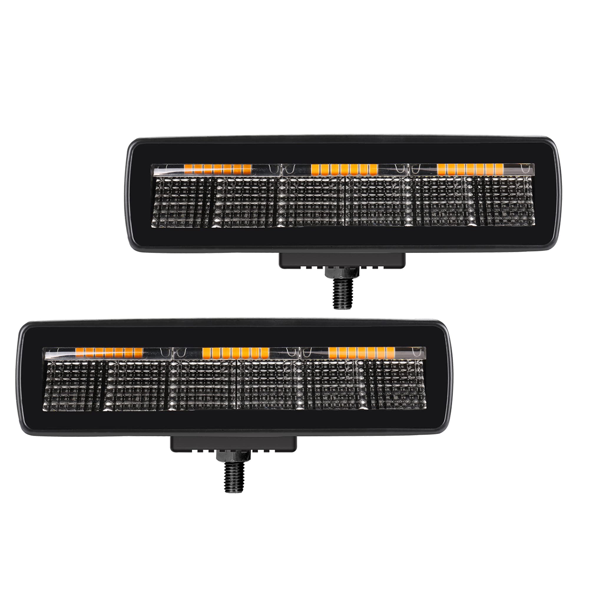 Go Rhino Xplor Lighting: Blackout Combo Series Sixline Flood Light (Pair) | Surface Mount (Threaded Stud Mount) Aluminum, Black | 750600622FBS