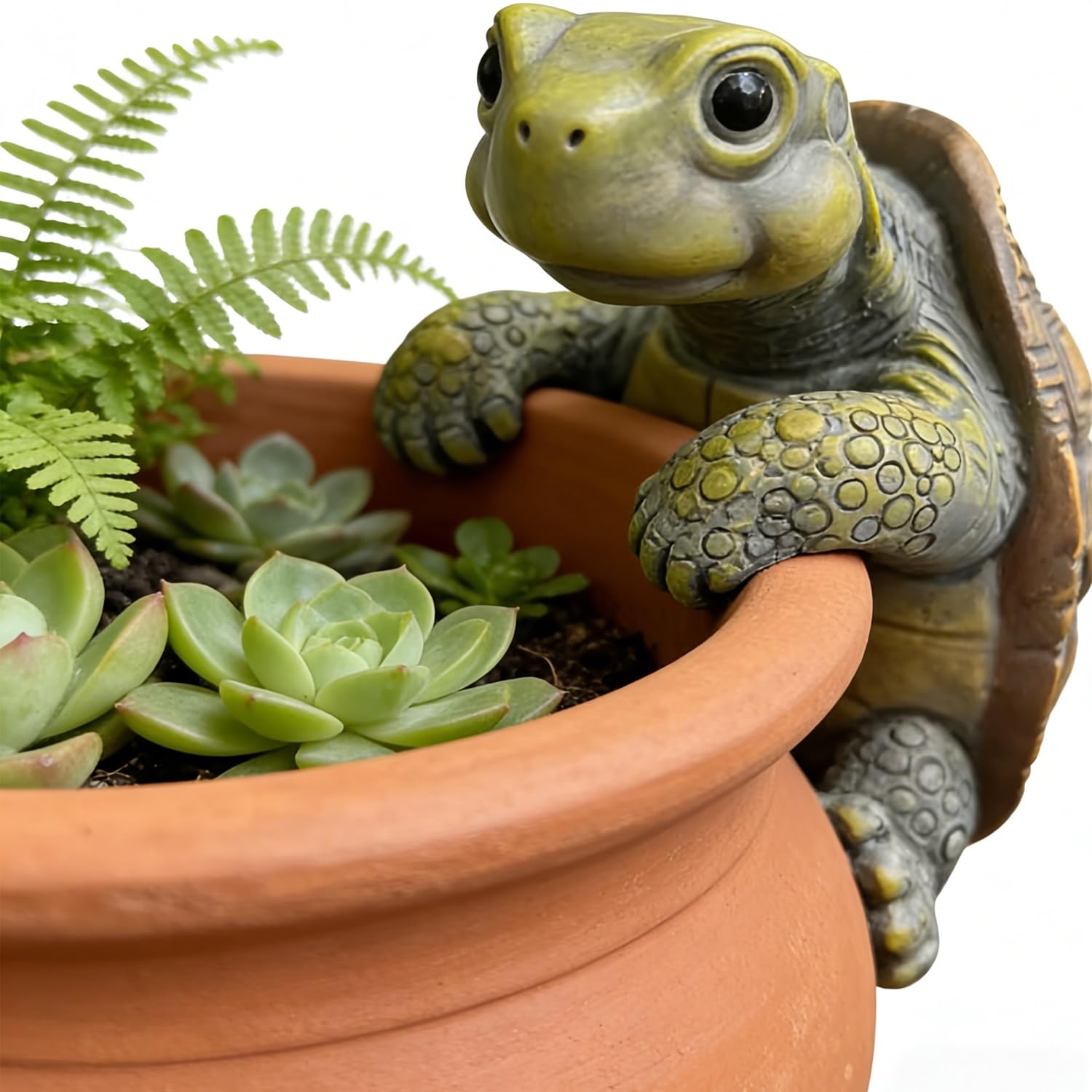 hogarevrumah Climbing Tortoise Flower Pot Huggers, Turtle Figurines Plant Decorations for Pots, Resin Turtle Flower Pot Decorations, Fairy Garden Accessories, Fish Tank Planter Edge Craft Decor