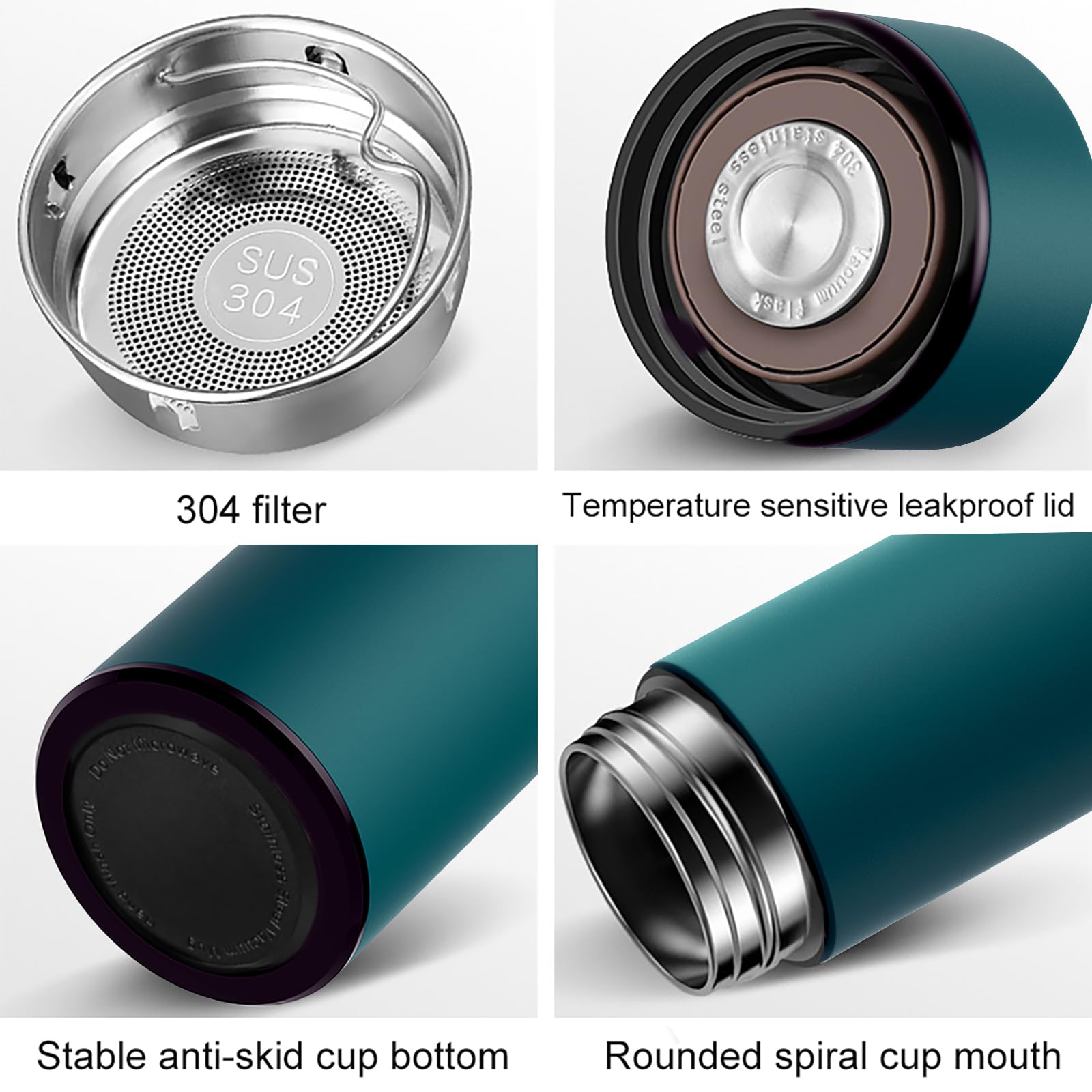 Homealexa 500ml Coffee Cups Travel Mugs, Water Bottle Vacuum Insulating Cup 304 Stainless Steel - Image 2