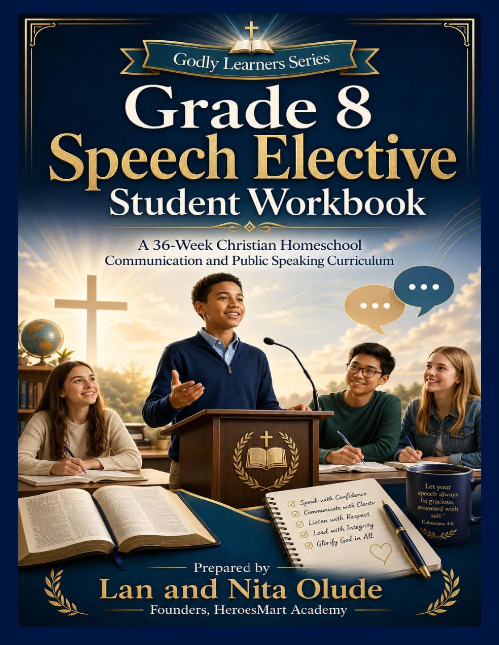 Grade 8 Speech Elective Student Workbook: A Complete 36-Week Christian Homeschool Communication and Public Speaking Curriculum with Listening, Group ... and Performance Activities (Godly Learners)