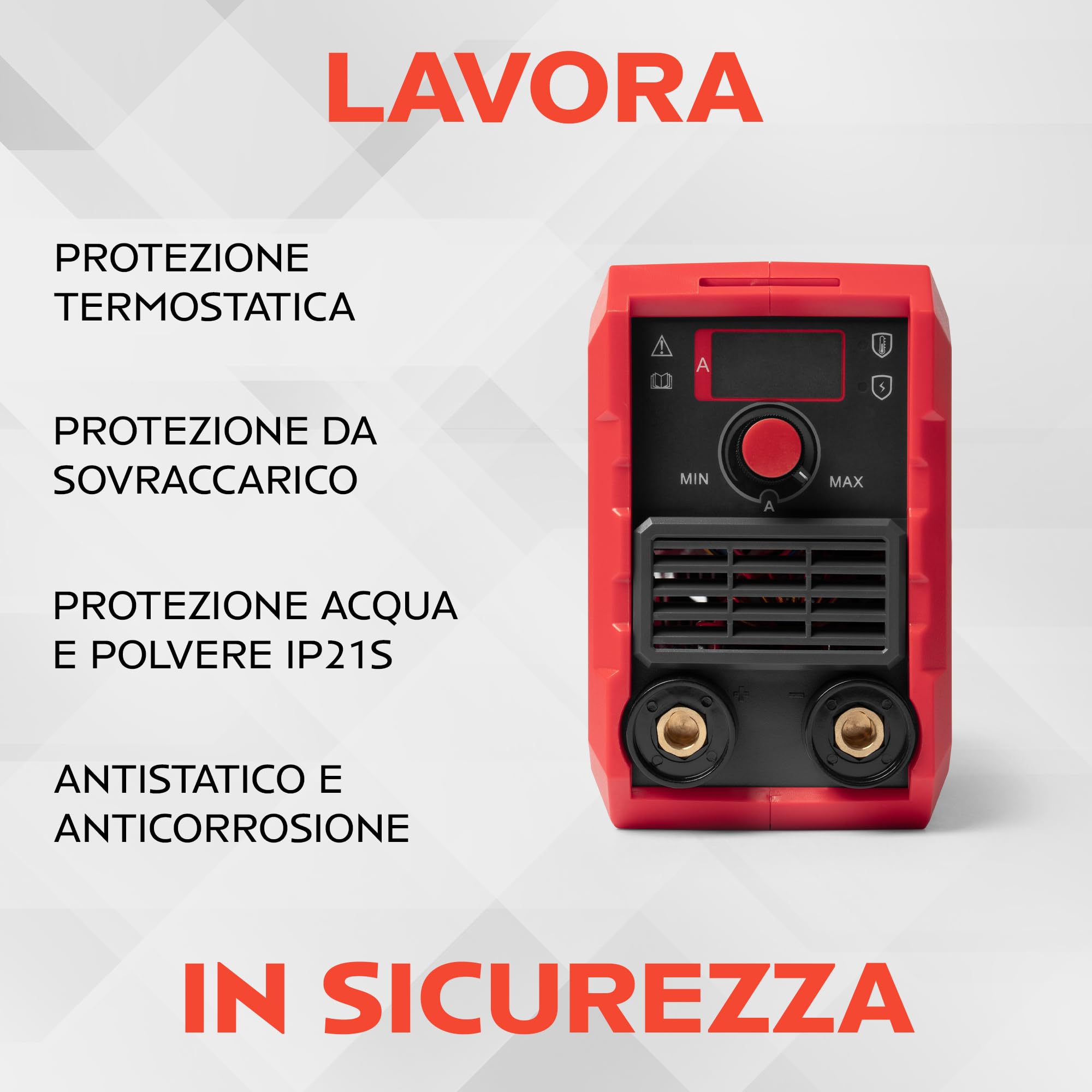 TIGMIG Saldatrice Inverter DC MMA (Elettrodo), Fino a 120A, Modello TM 250 MMA DIGITAL, Tecnologia IGBT, Dimensioni ridotte, Assistenza e Garanzia Italia