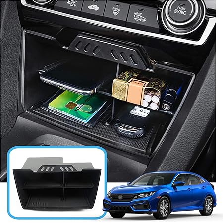 Amazon Ruiya ホンダ シビック 10代目適用 収納ボックス 内装パーツ 小物入れ Abs素材 ビビリ音なし シビックカスタムパーツ 内蔵型コンソールボックス 車 バイク