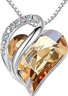 Leafael Infinity Love Heart Necklace, Birthstone Necklace for Women, Jewelry for Women with Healing Crystals, Allergy-Free Pendant Necklace
