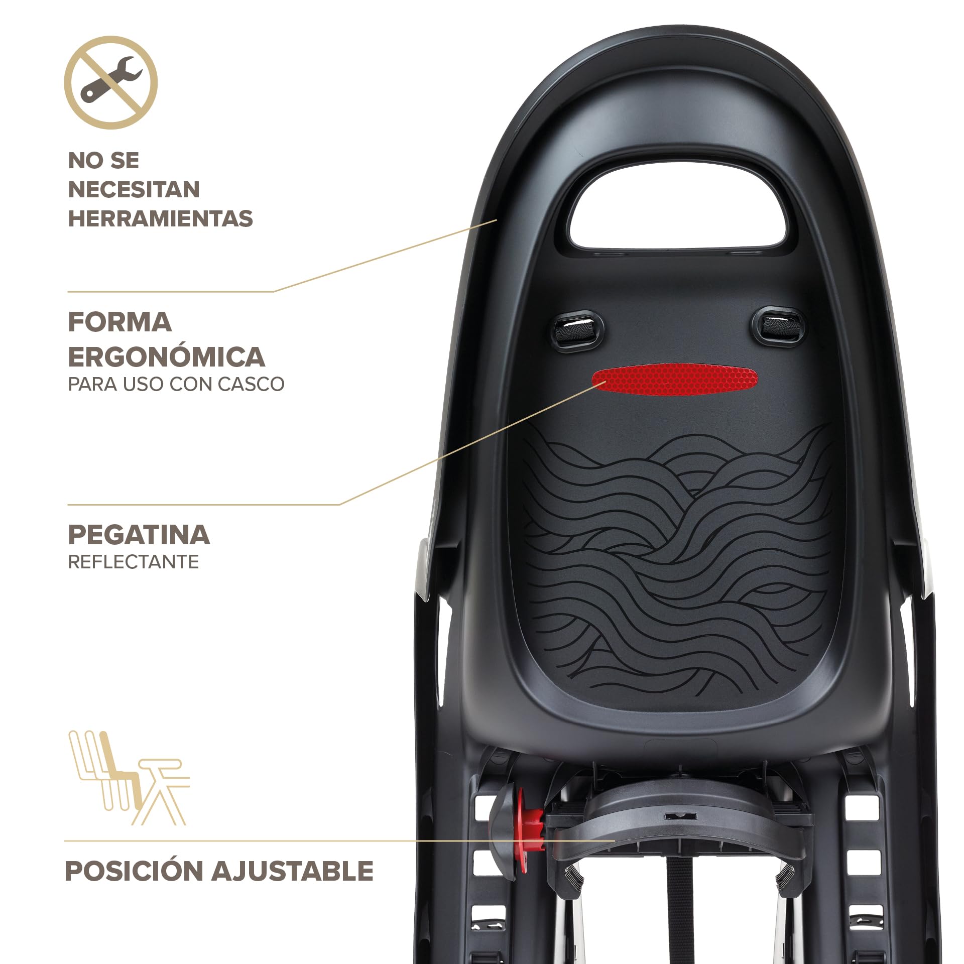 Polisport Groovy Maxi CFS Asiento Trasero para Niños – Asiento Bicicleta Bebés 9 Meses–6 años/hasta 22 kg, Reposapiés Ajustables, Montaje en Portabicicletas