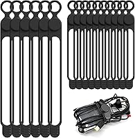 Vista 23 de 30 piezas de bridas de silicona Nearockle para agrupar auriculares, cargador de teléfono, cables de computadora, organizador de cables reutilizable