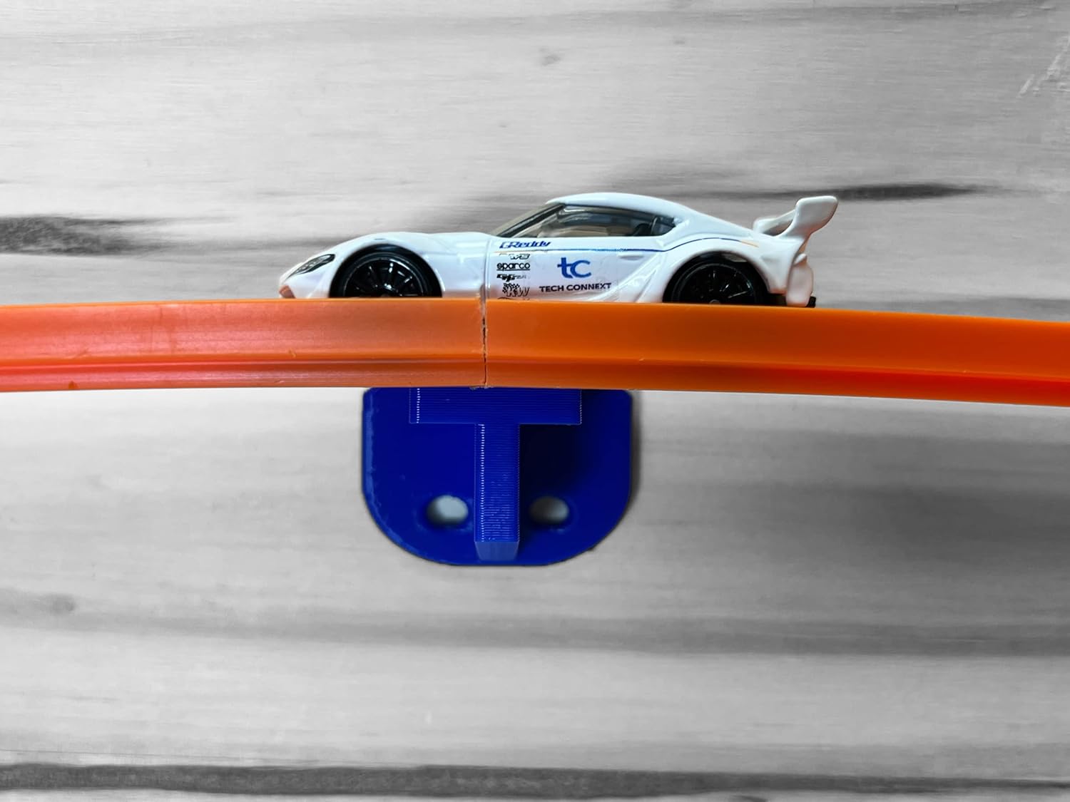 4 Pack Single Lane Wall Mount | Compatible with Hotwheels and Other 1/64 Scale Cars and Trucks (Blue)