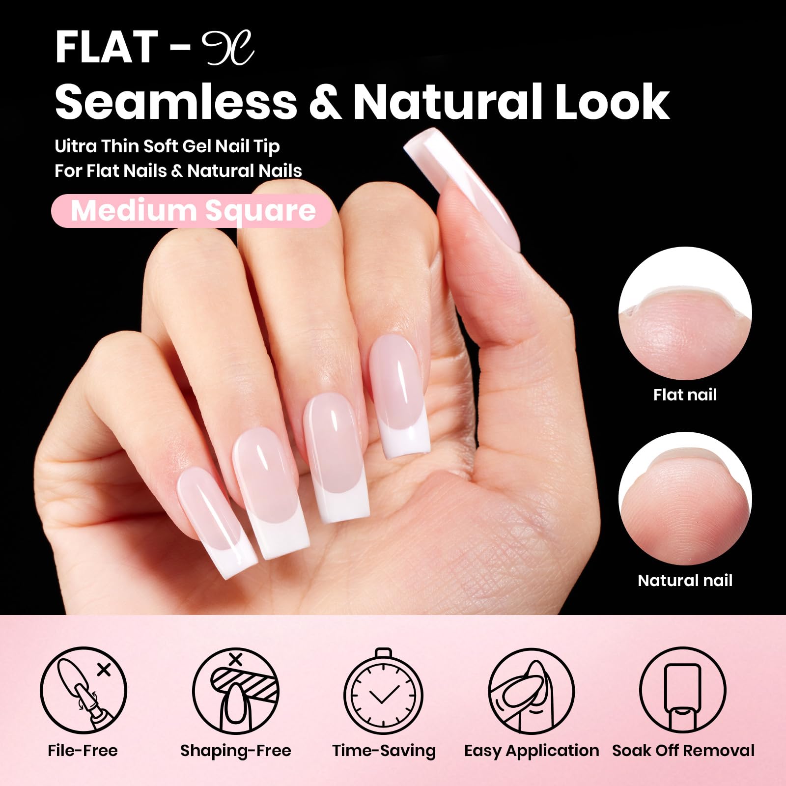 Amazon.com: Beetles Gel Nail Kit Flat-X, Square Medium, 320pcs 16