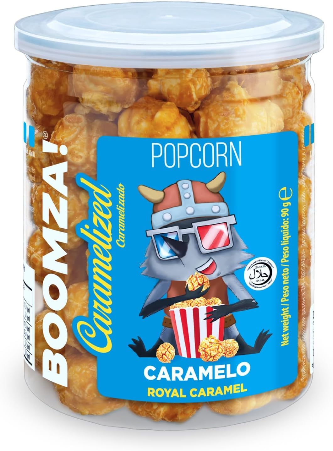 BOOMZA – Pack 12x90 g Palomitas caramelizadas Caramelo Real – snack crujiente y dulce, sin GMO, perfecto para fiestas y compartir