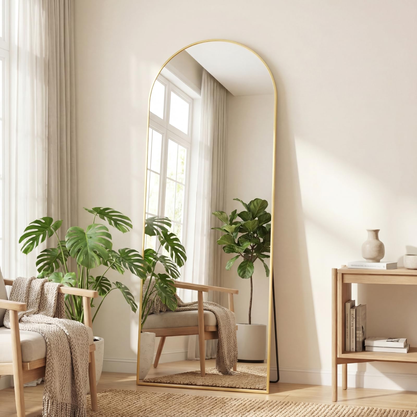 NEWBULIG Full Length Mirror, Upgraded Body Wall Mirrors with Shatter-Proof Glass, Floor Standing Mirror, Home Wall Decor: Gold-arched 65"L x 24"W