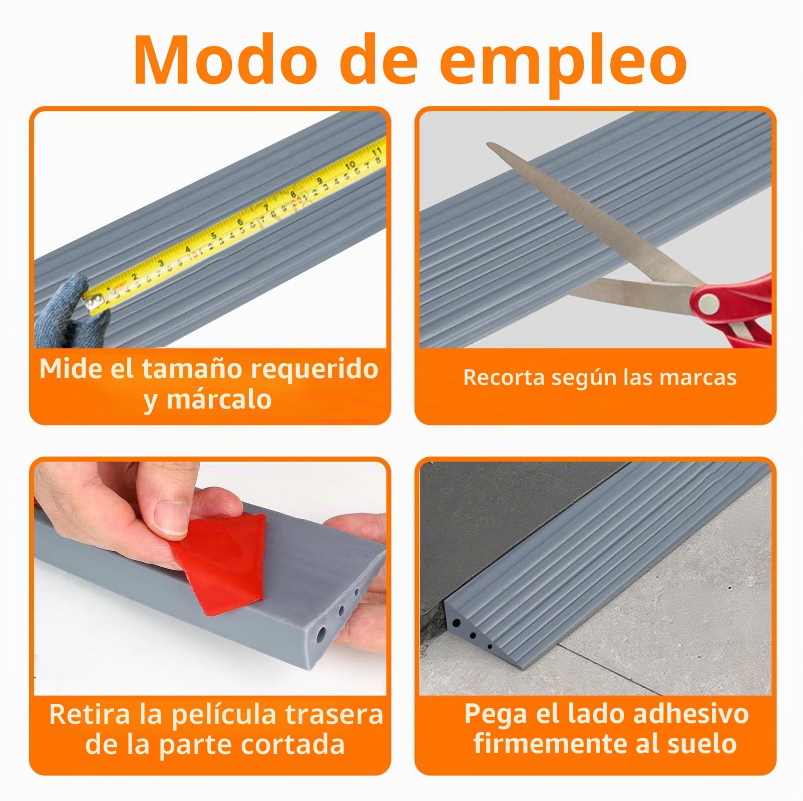 100 x 6.5 x 2.5cm Rampa Sillas Ruedas, Rampa Umbral Puerta, Rampa Escalones Superficie Antideslizante Goma PVC, Barra Transición Autoadhesiva para Andador, Scooter, Cochecito, Bordillos Rampas (Gris)