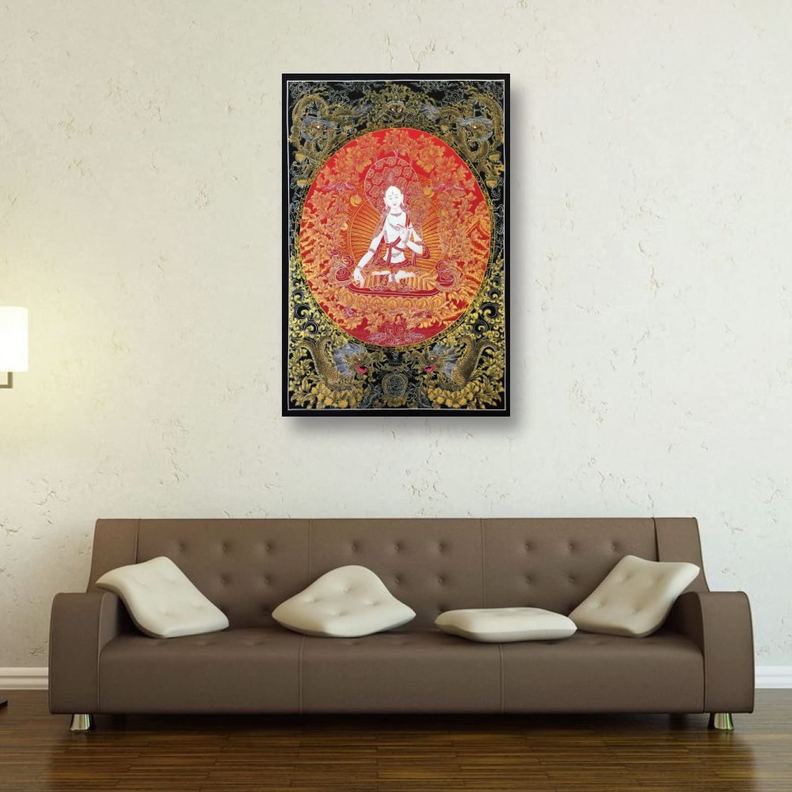 Poster da parete con Buddha Bodhisattva con drago, buddismo, religione, meditazione, decorazione per la casa, poster su tela, 60 x 90 cm
