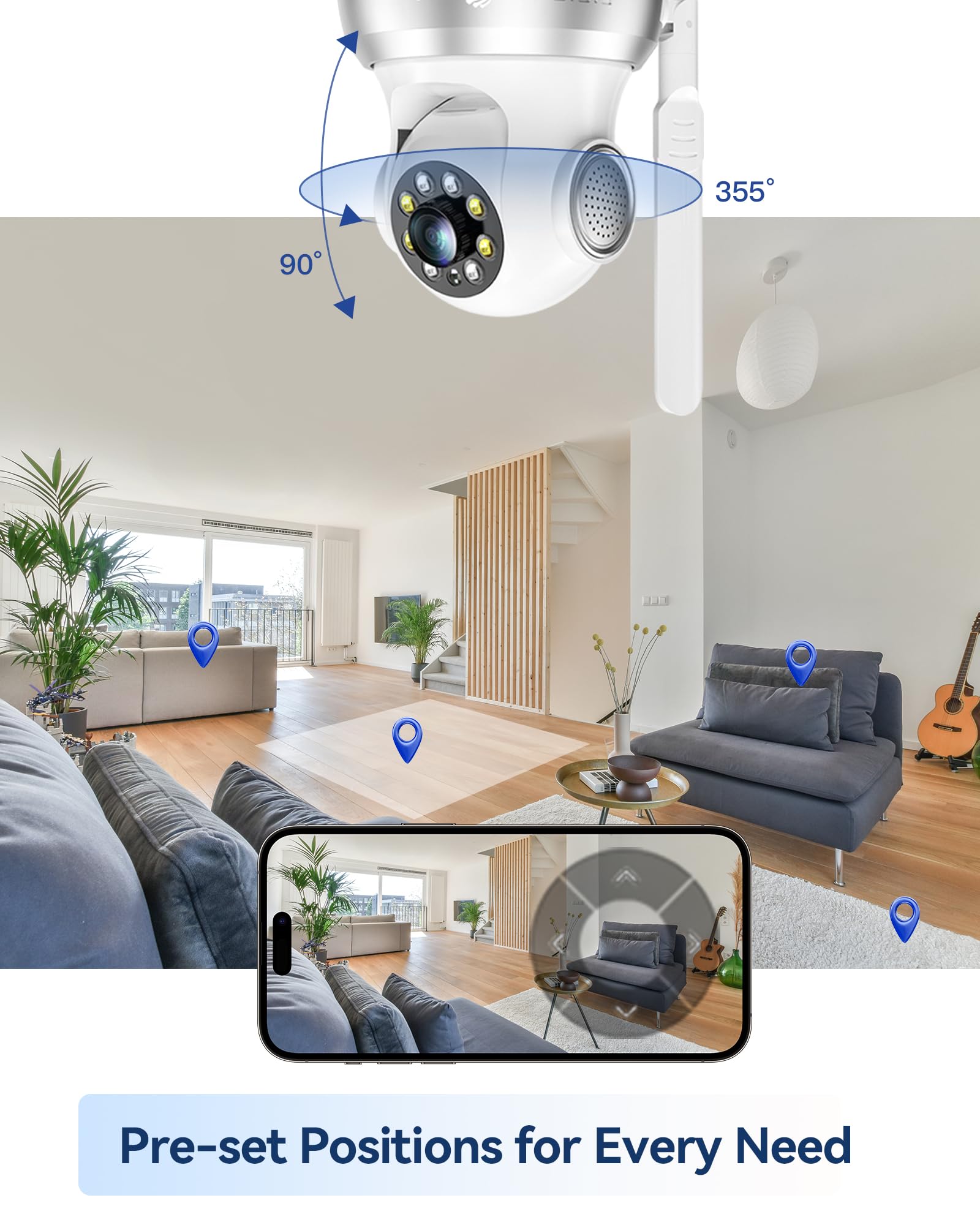 ctronics 4MP 3G/4G LTE Überwachungskamera Innen mit SIM Karte, 360° PTZ