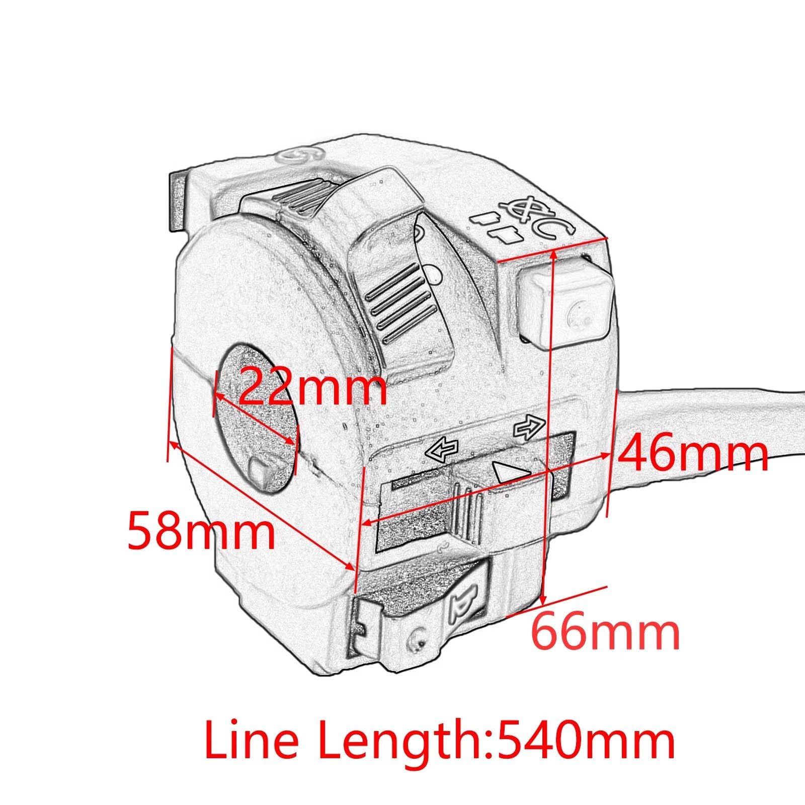 Interruttore Moto Controllo Manubrio Per Avviamento Elettrico Universale Indicatore Di Direzione Del Clacson Indicatore Pulsante Luce Lontano Vicino Comando Manubrio(Switch)