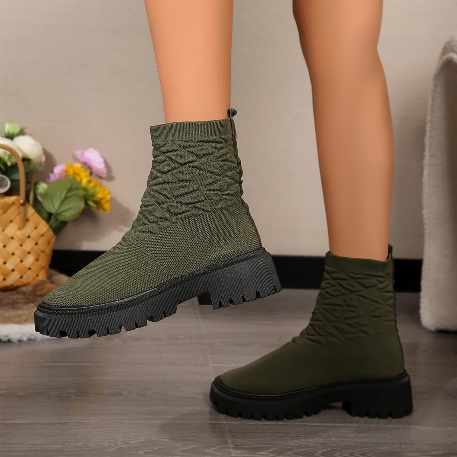 Generisch Donna Inverno British Moda Piattaforma Goffo Stivaletti Caldi Scarpe All'aperto