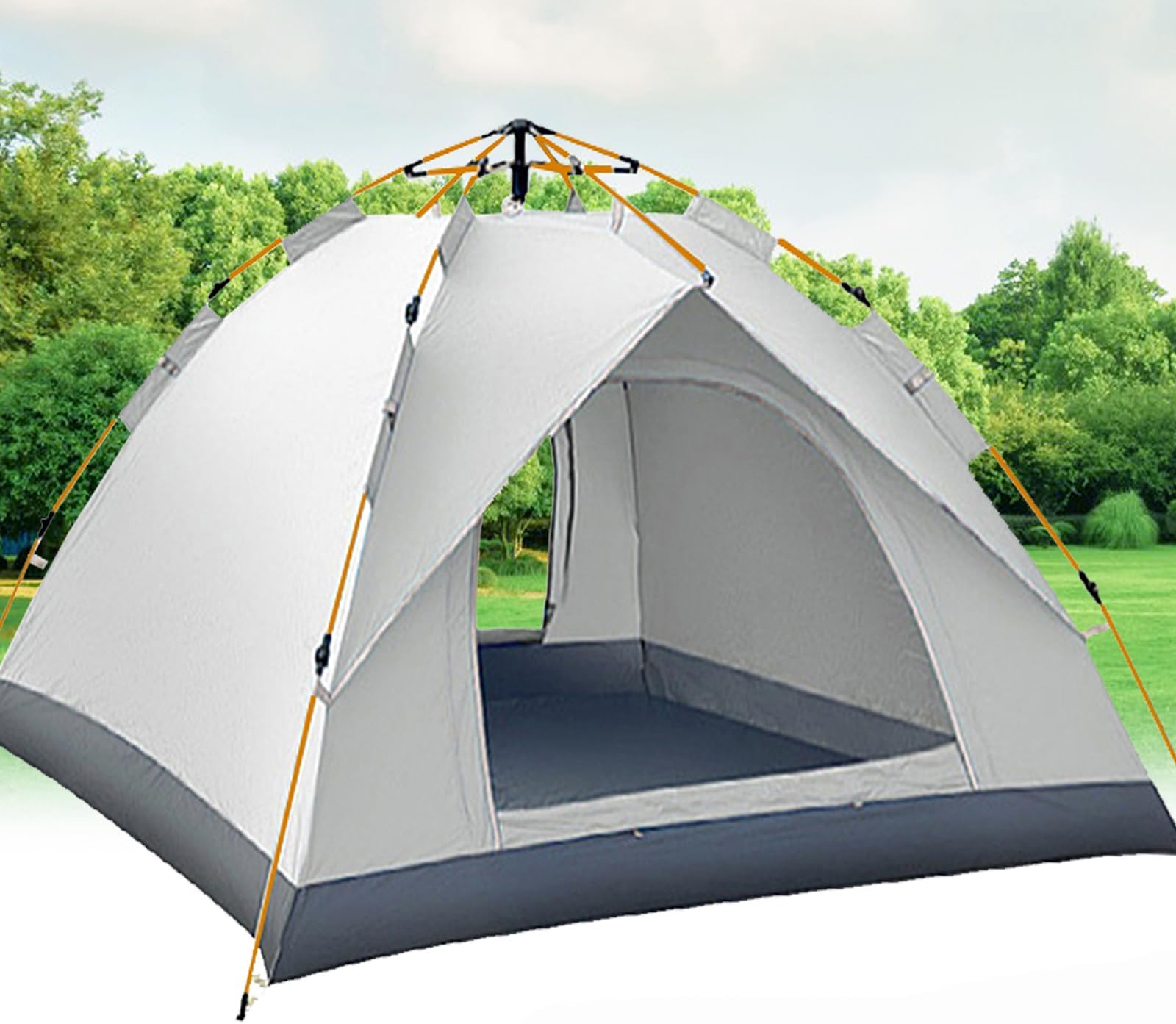 Dome Tent 3-4 Person Pop Up Camping Tent Outdoor Automatic Family Tent Double Door Tent Insect Repellent UV Protection Camping Thickened Tent Easy to Set Up and Package White