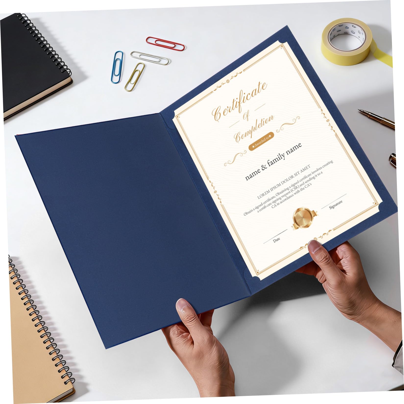30 Pezzi Porta Carta e Certificate Paper Bordo in Lamina D'oro, Carta Opaca, Protezione per Certificati e Documenti Ufficiali