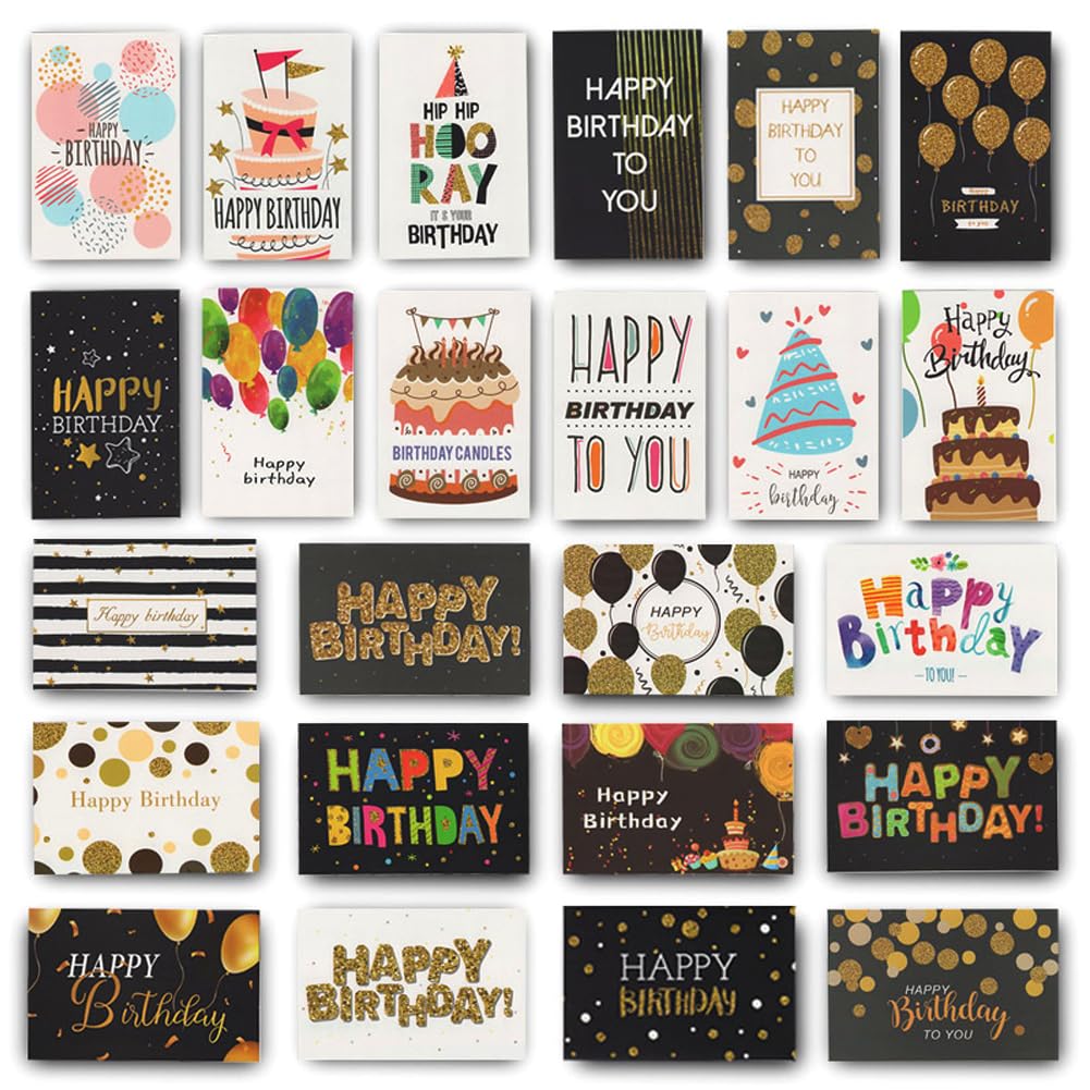 Unique Msge Geli 24 Unique Happy Birthday Cards with Envelopes, Birthday Cards Bulk ...