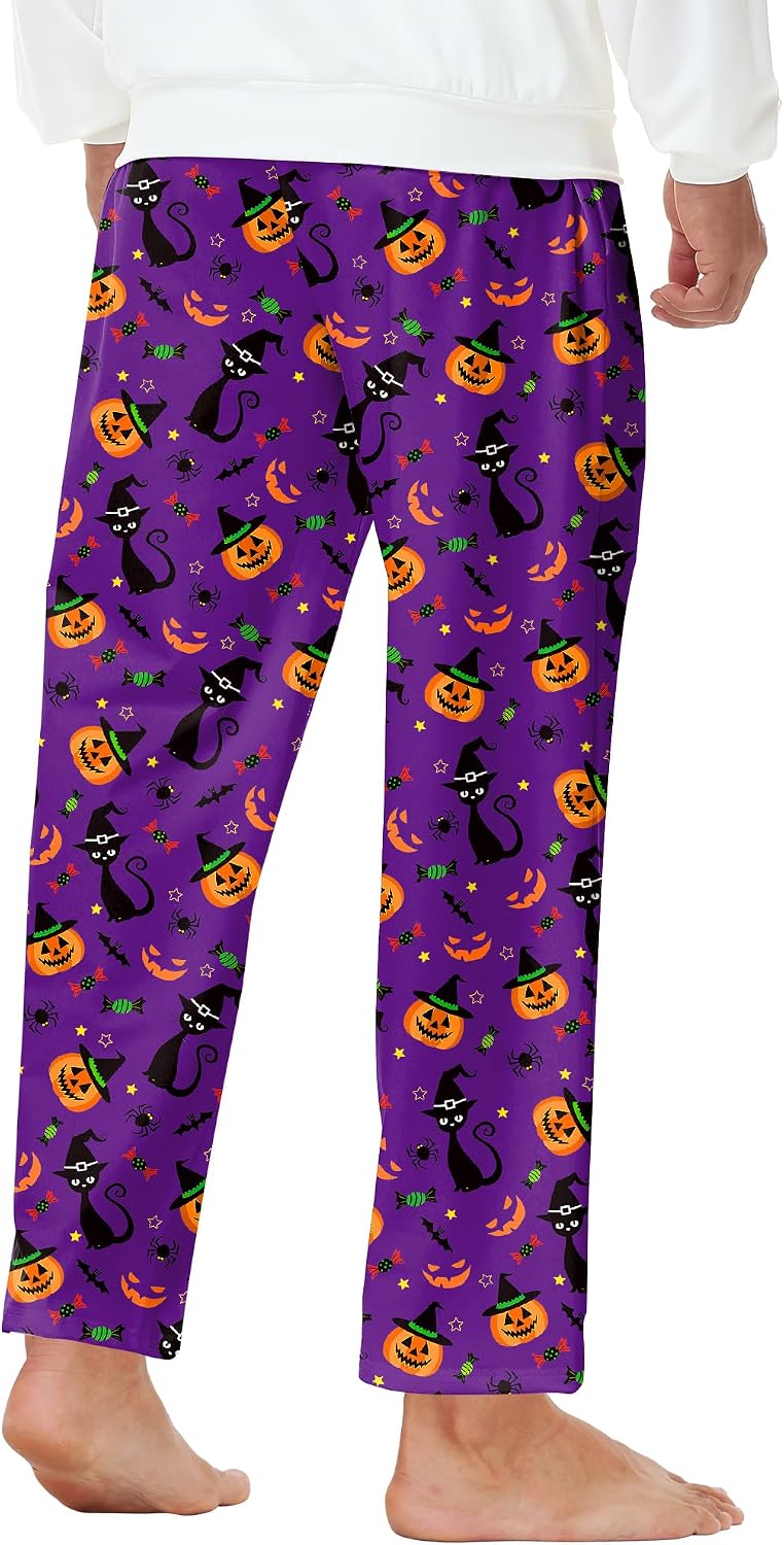 Men Halloween Pajama Pants Elastic Waist Lounge Pants