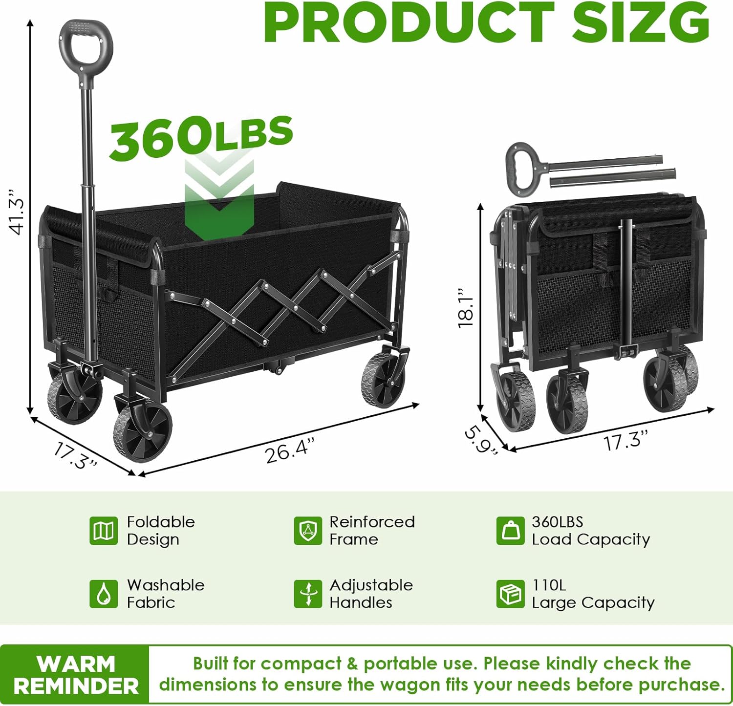 Wagons Carts Foldable - Collapsible Folding Wagon, Portable Folding Wagon