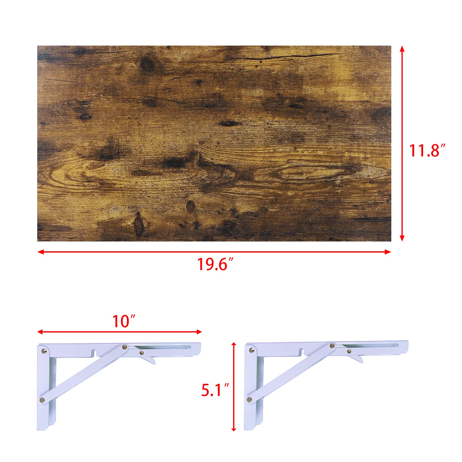 Folding Shelf Brackets Max. Load 400 lb, DIY Wall Mounted Shelf Bracket Space Saving for Table