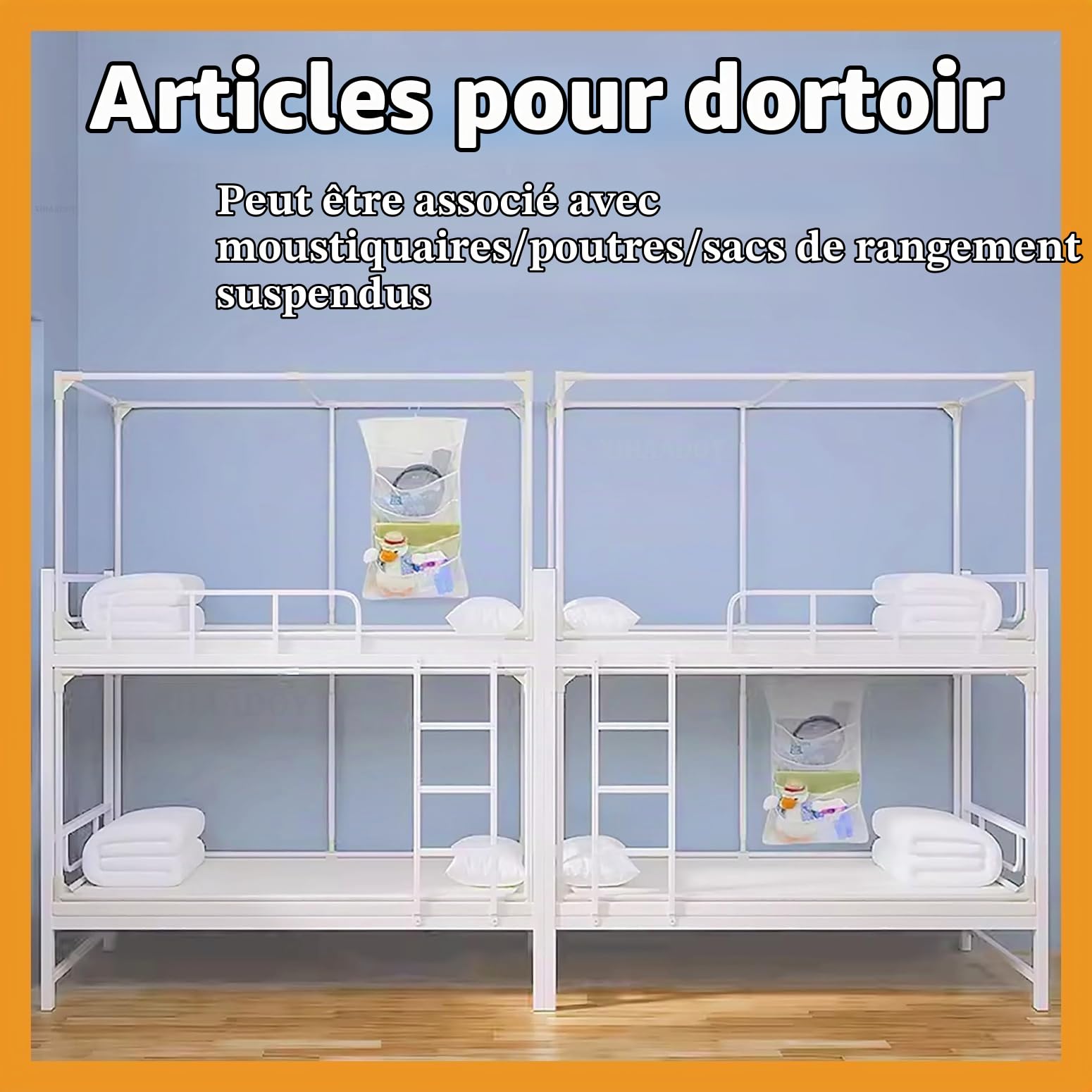 Cadre de lit à baldaquin, Structure pour lit superposé, Conception télescopique rétractable, Support métallique à 4 Points, Structure Stable, Idéal pour créer Un Espace d'intimité