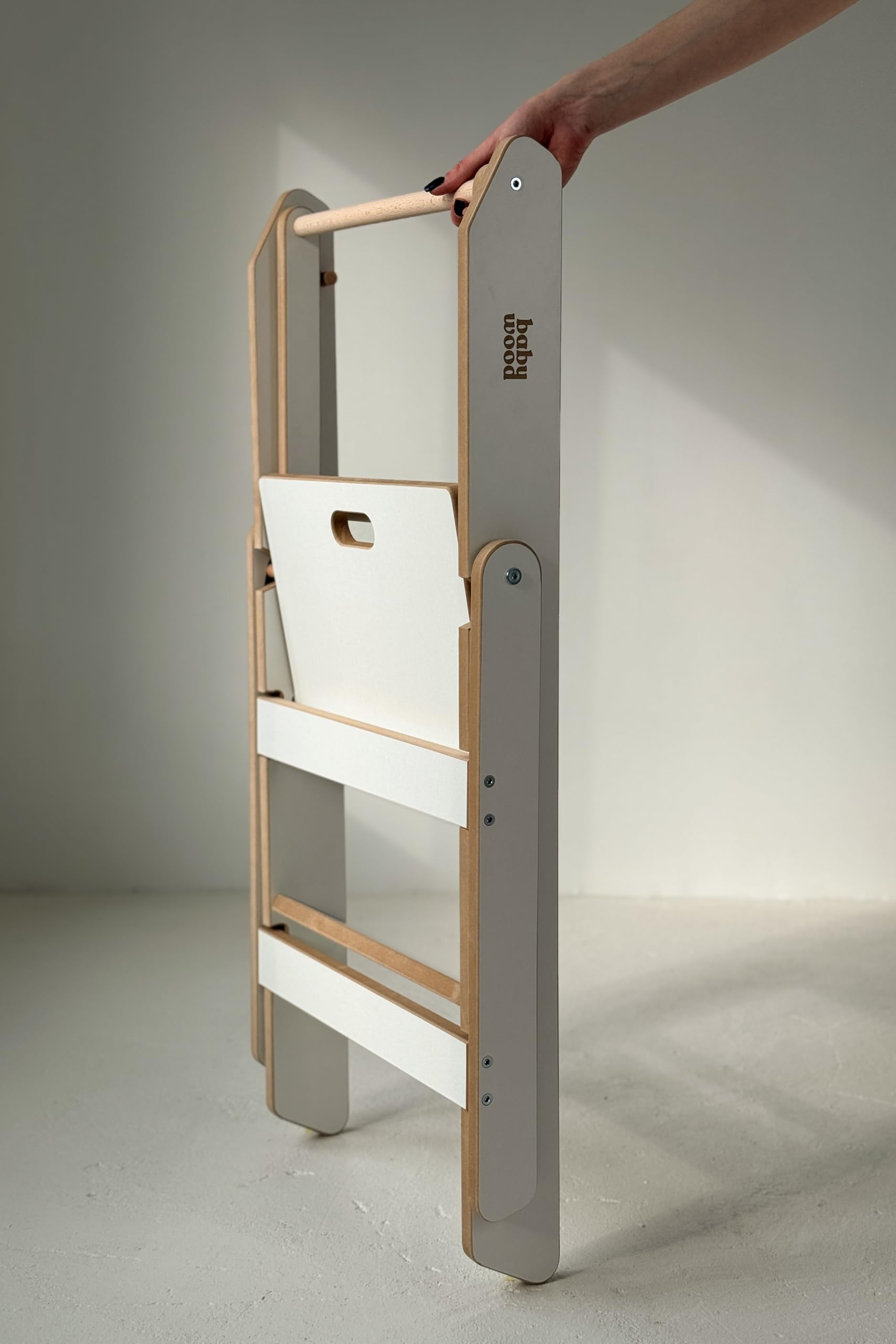 Lernturm Klappbar aus Holz, Lernturm faltbar, Küchenturm aus Holz, Klappbarer Küchenhelfer, Lerntower Montessori, Kleiner Lehrturm (Weiss)