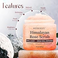 Vista 4 de Paquete doble de exfoliante corporal con sal del Himalaya (12 onzas x 2) – con colágeno, aceite de rosa y células madre – Exfoliante exfoliante