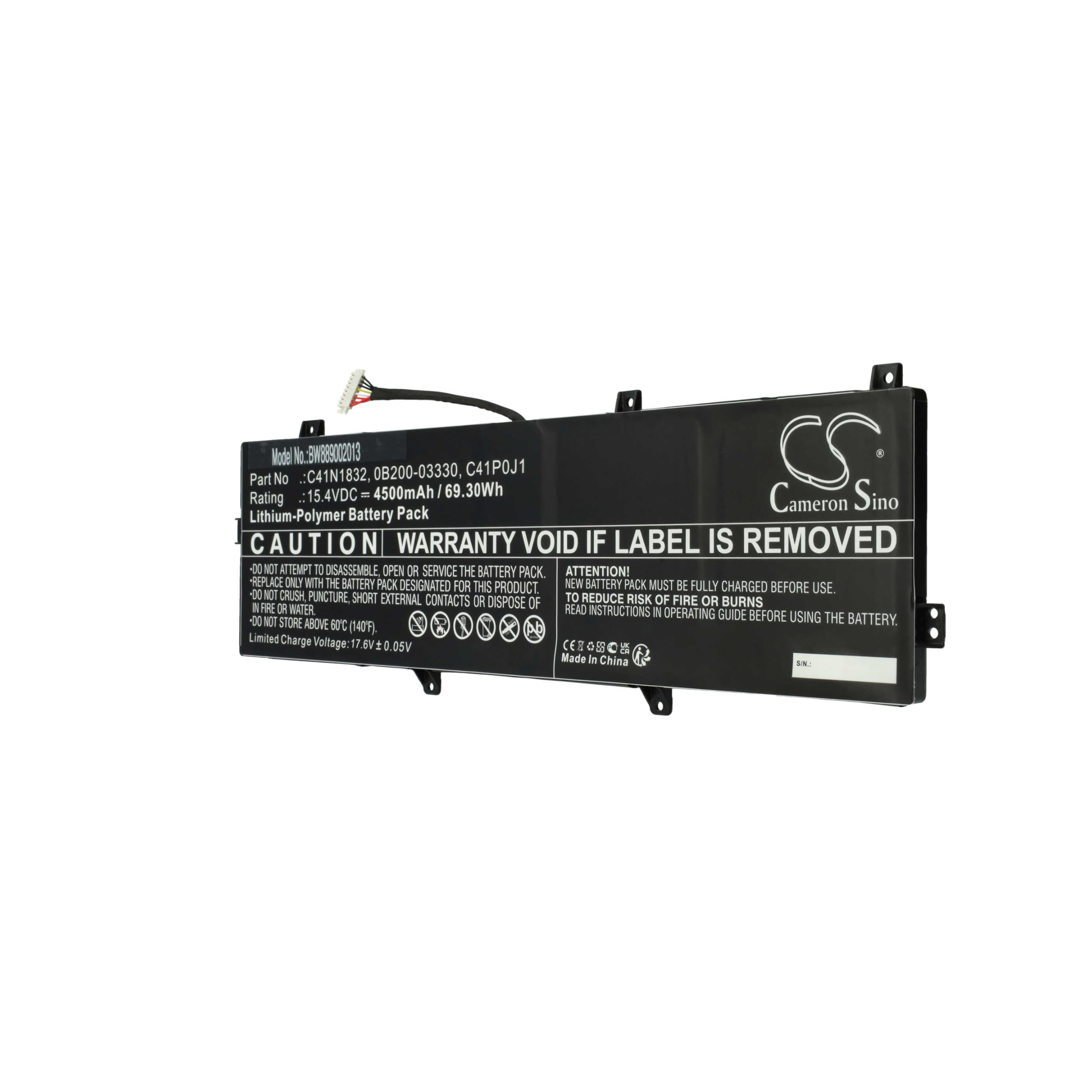 vhbw Batería reemplaza ASUS C41POJ1, C41P0J1 para Notebook (4500 mAh, 15,4 V, Li-Poli)