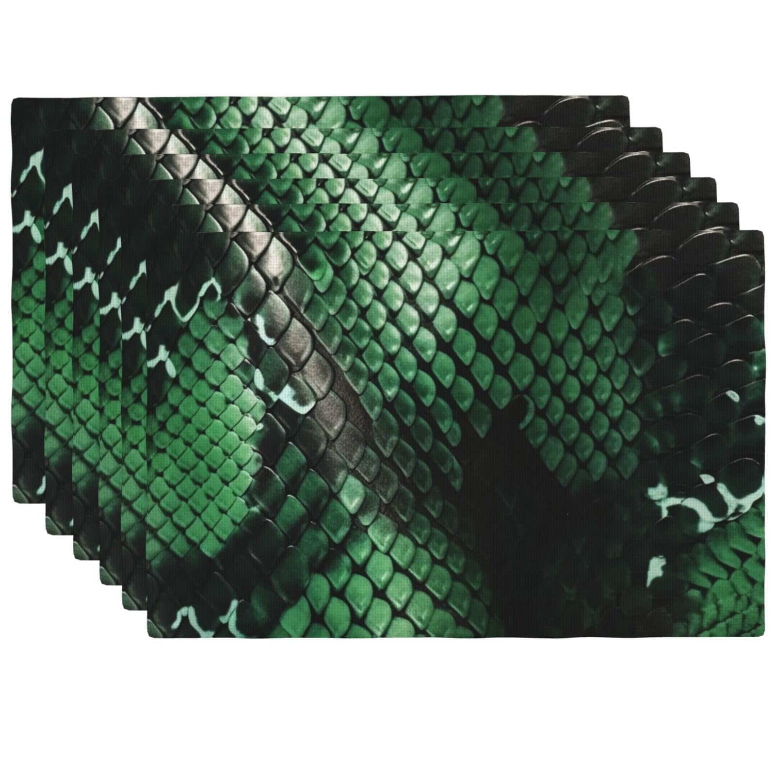 Set de table en lin tissé vert motif serpent pliable et lavable pour cuisine moderne